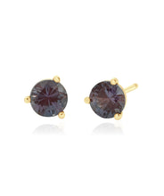14K Yellow Gold 5mm Lab Grown Alexandrite Stud Earrings