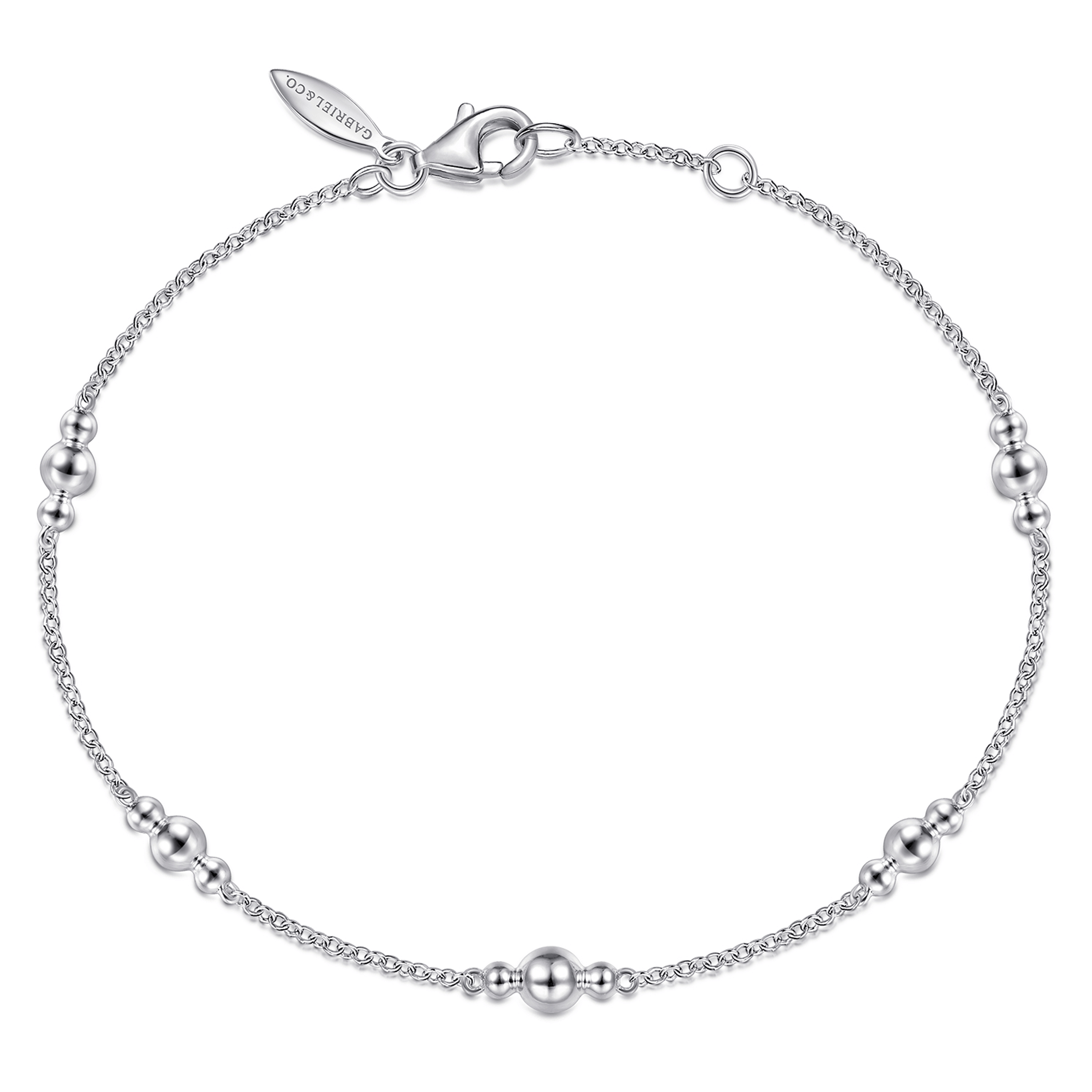 925 Sterling Silver Beaded Station Bracelet