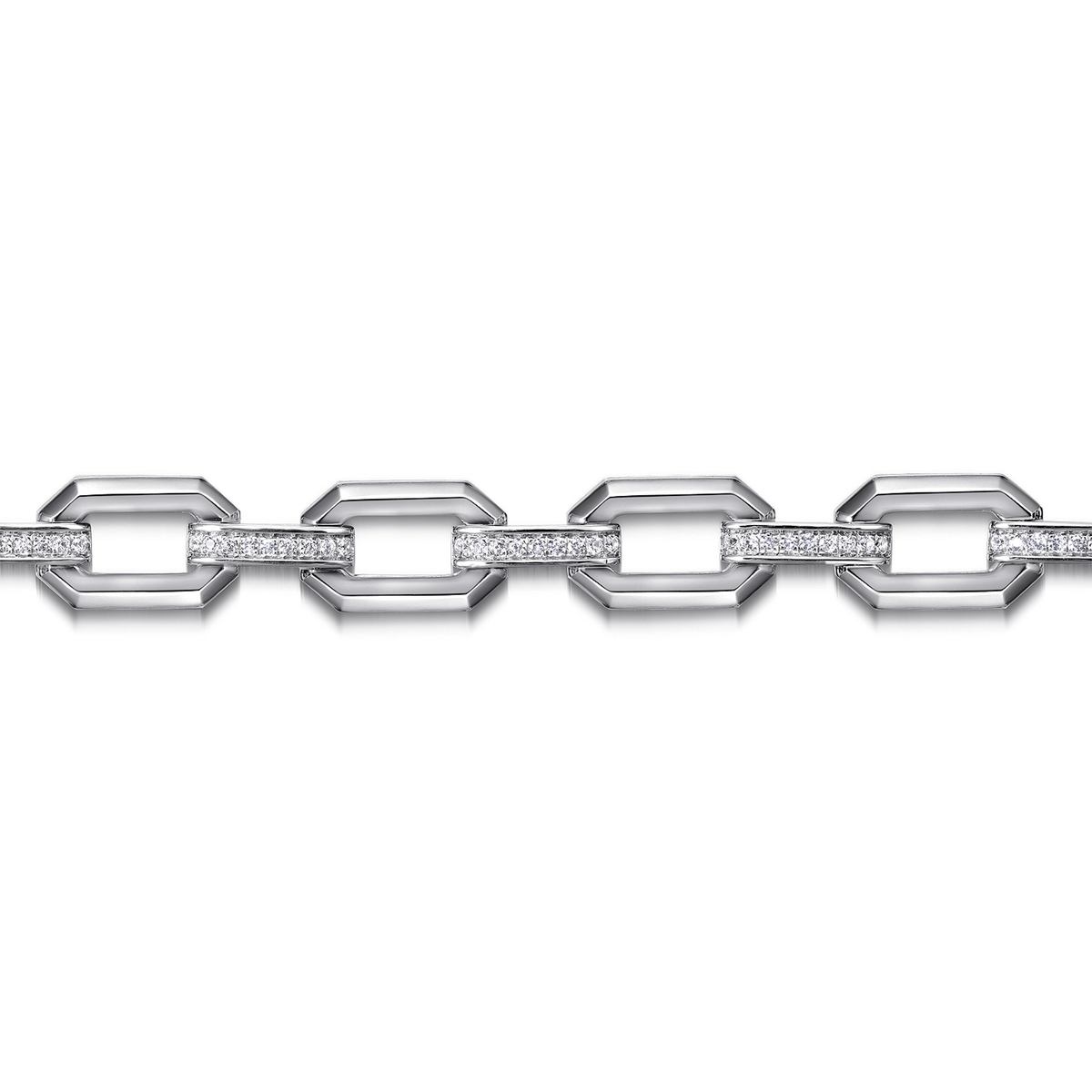 925 Sterling Silver White Sapphire Link Chain Bracelet
