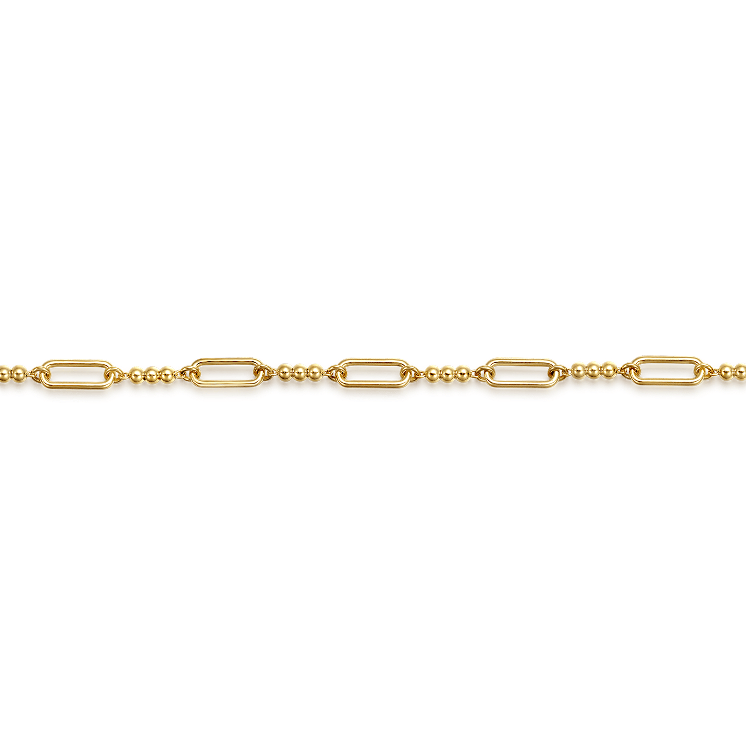 14K Yellow Gold Beaded Link Chain Bracelet
