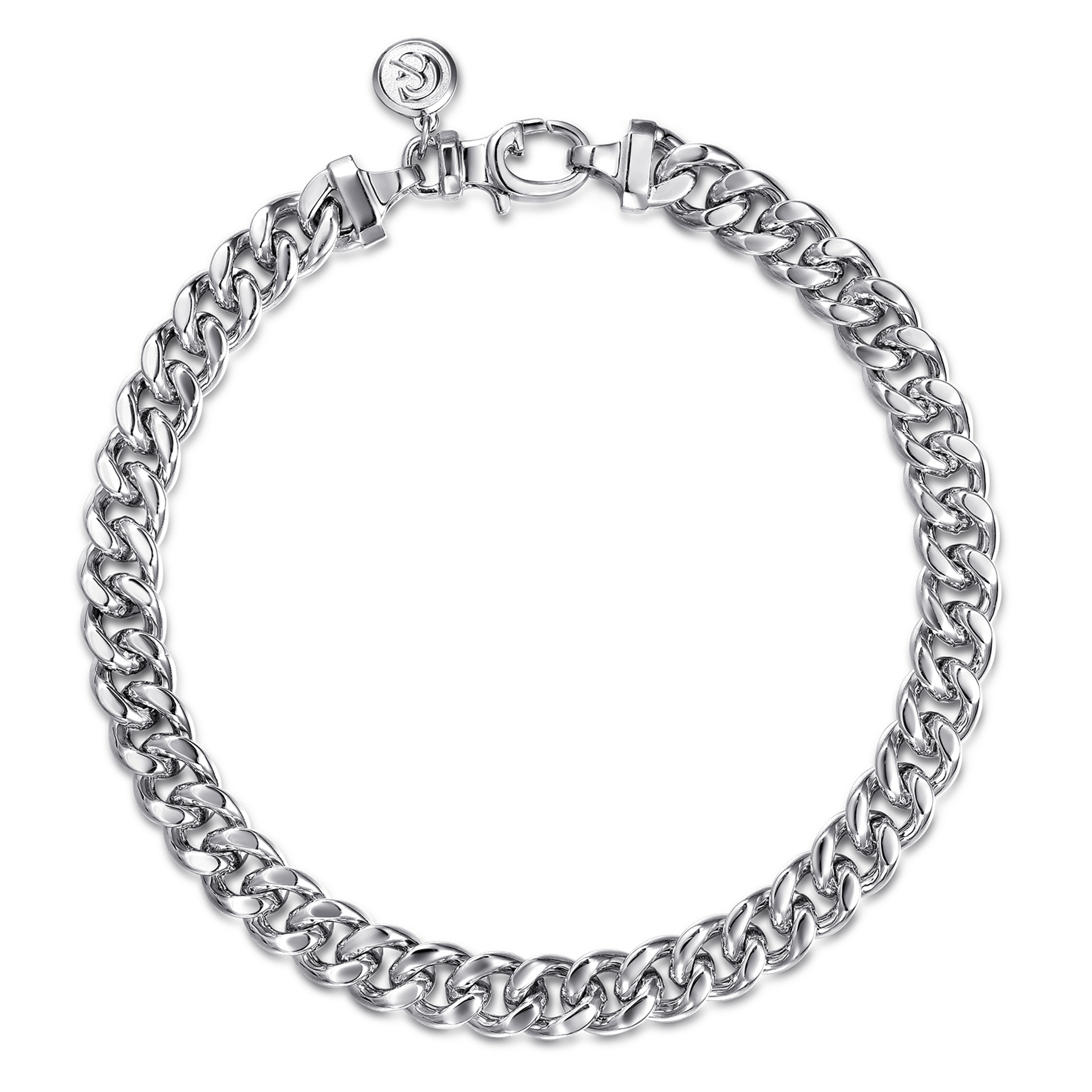 925 Sterling Silver Men's Solid Cuban Link Chain with Diamond Cut Bracelet