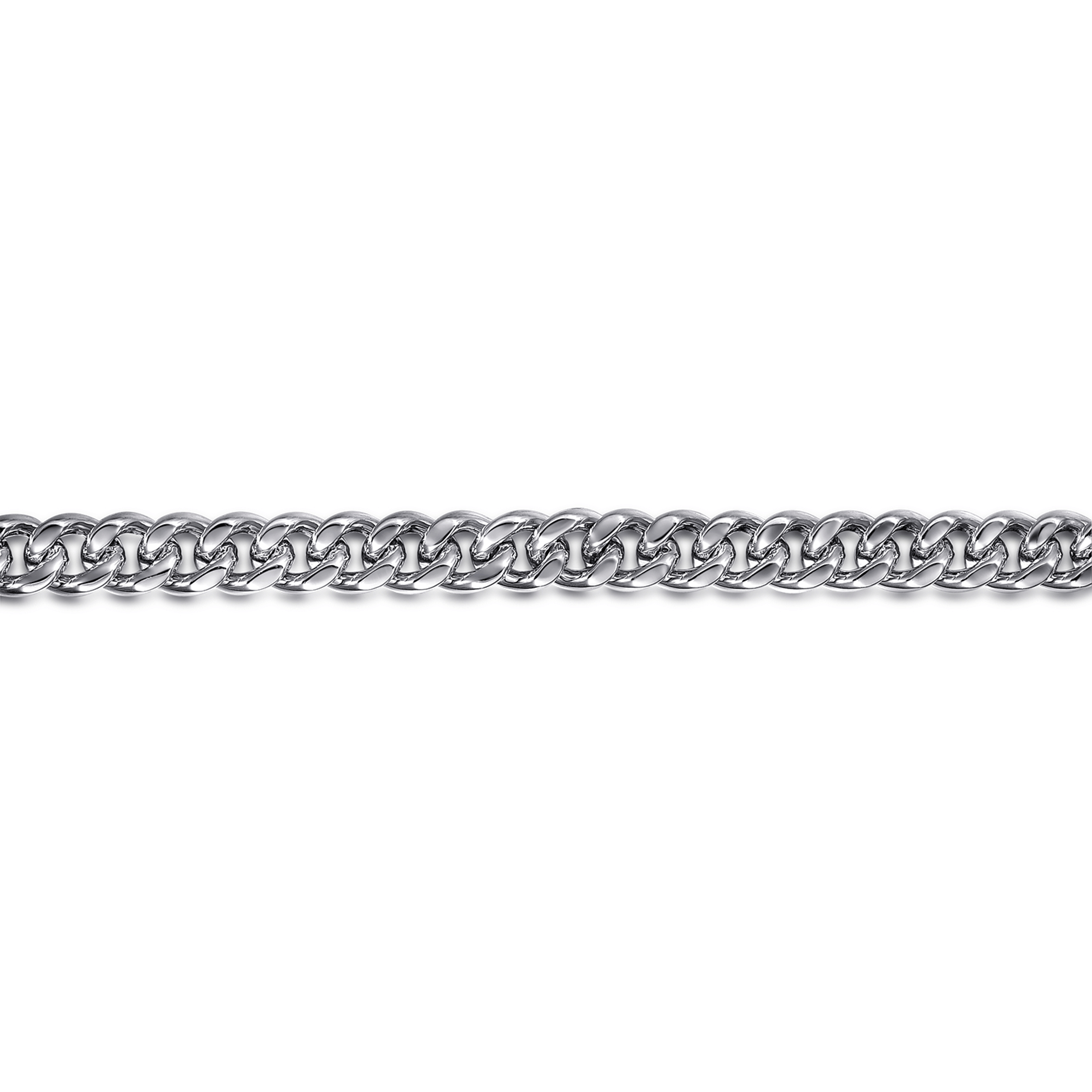 925 Sterling Silver Men's Solid Cuban Link Chain with Diamond Cut Bracelet