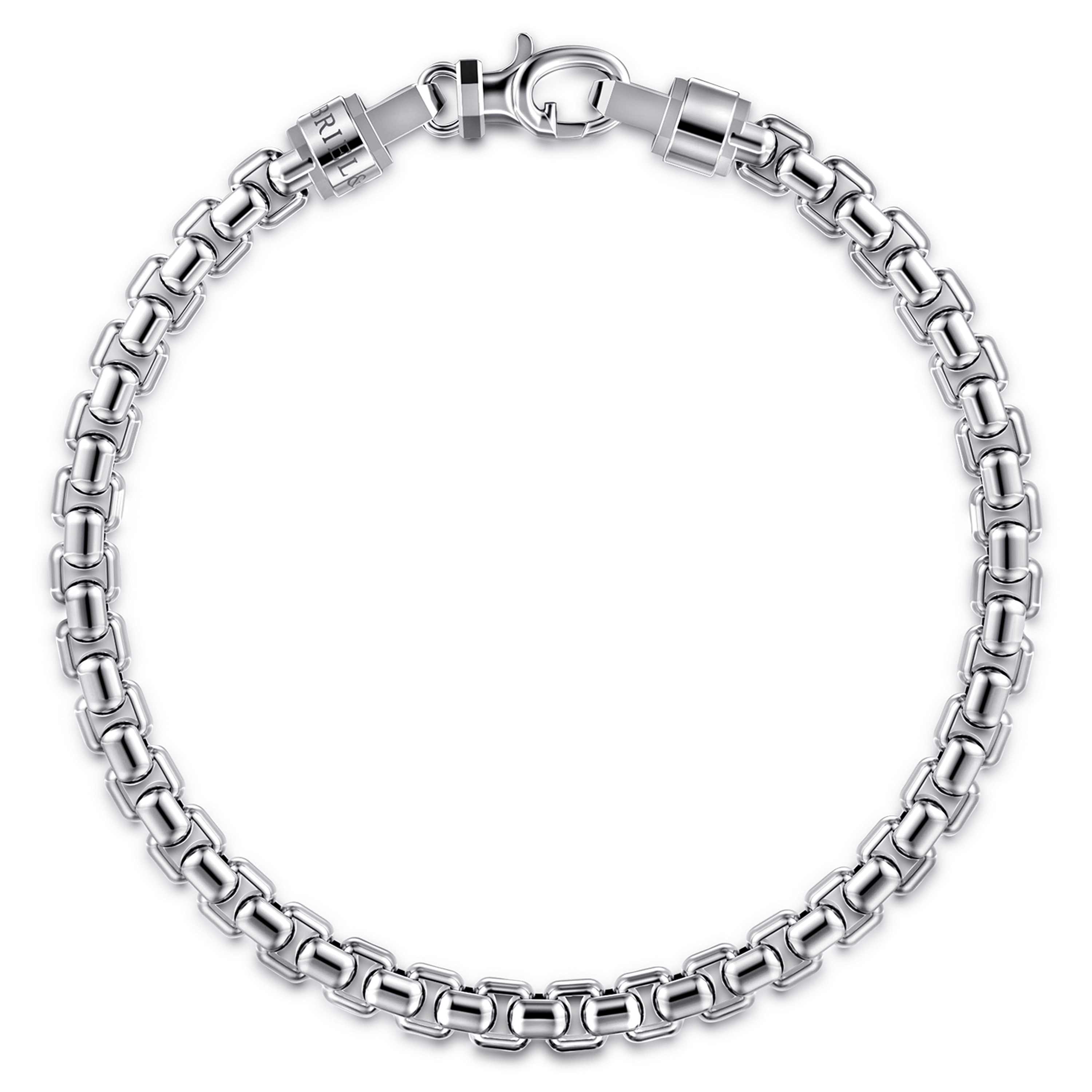 925 Sterling Silver Men's Solid Round Box Chain Bracelet