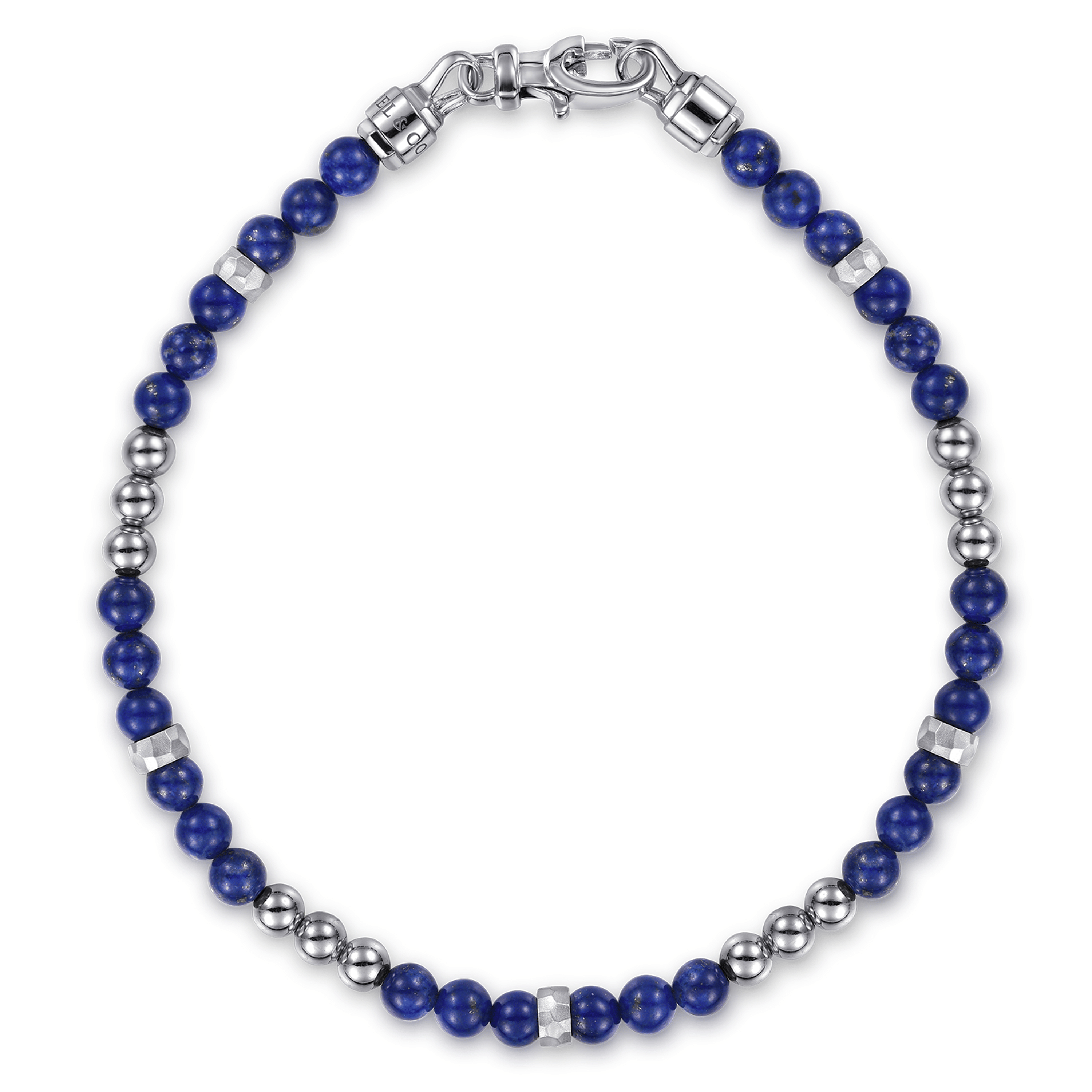 Sterling Silver 4mm Lapis Beaded and 4mm Silver Ball Bracelet