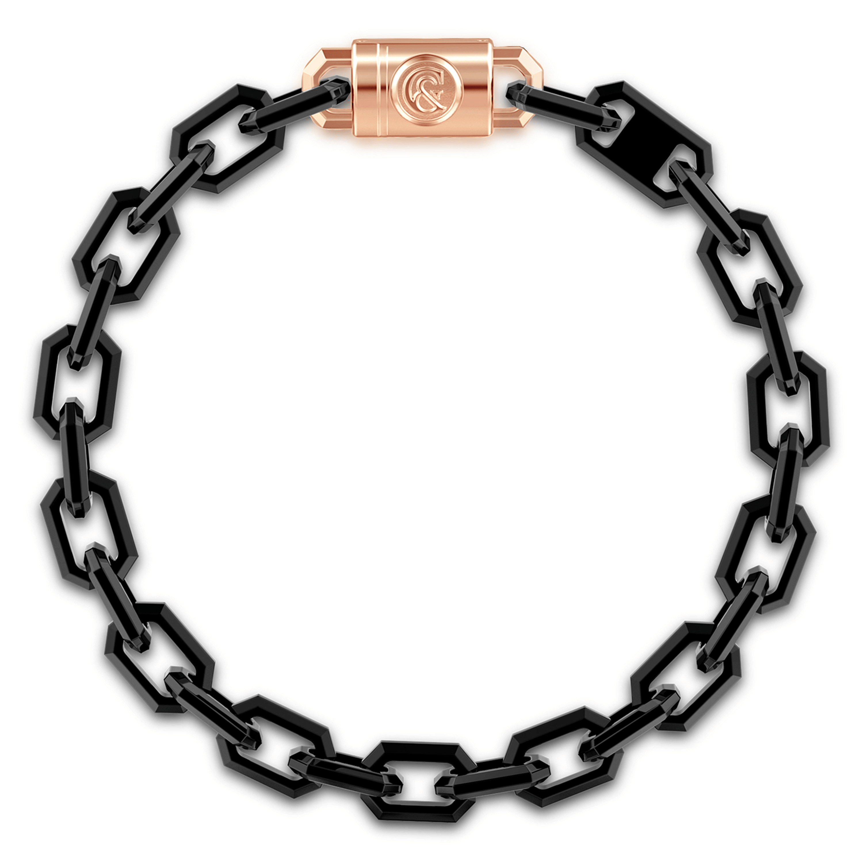 14K Rose Gold and Black Titanium Elongated Link Men's Bracelet