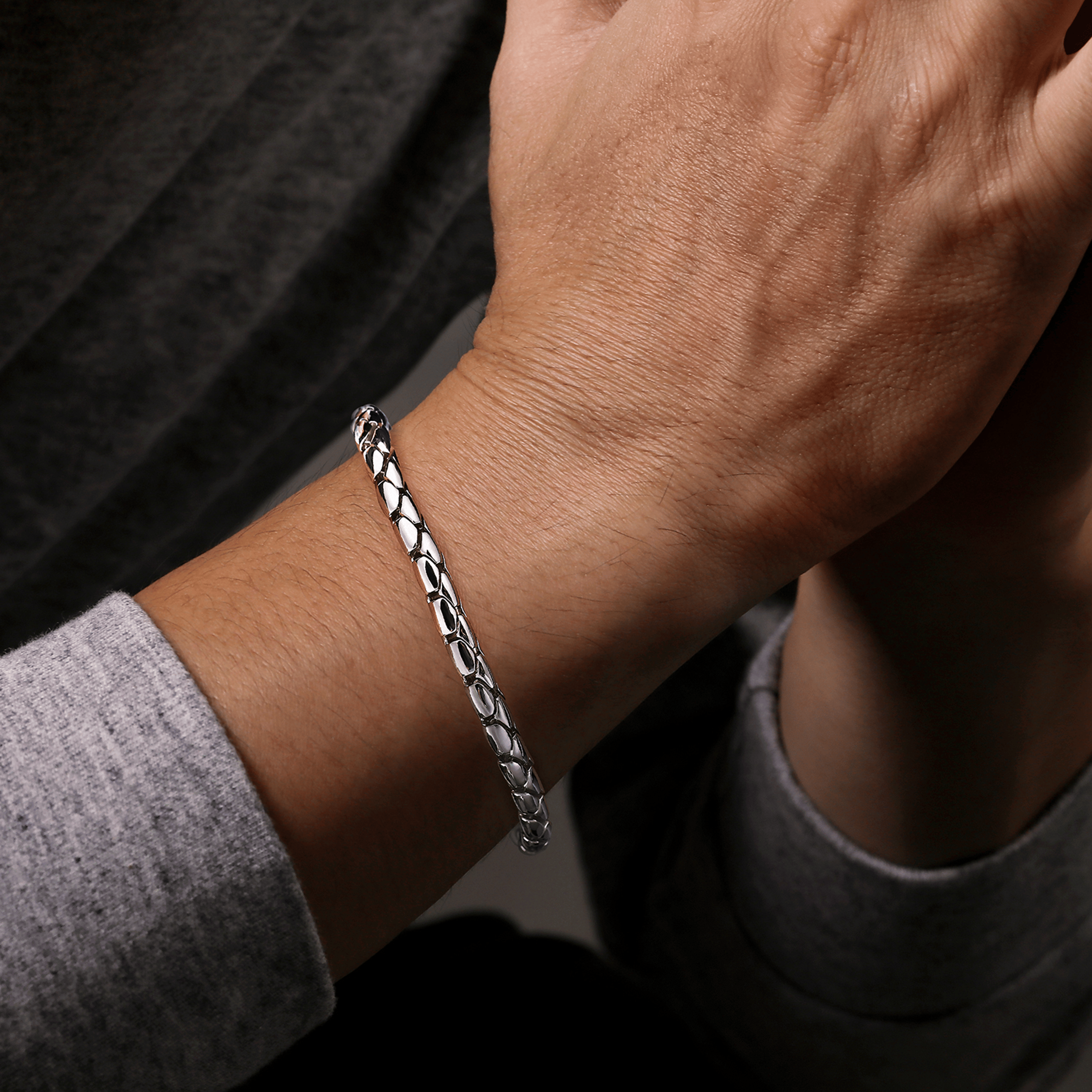 6mm 925 Sterling Silver Tubular Men's Solid Chain Bracelet