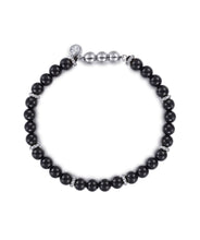 925 Sterling Silver and 6mm Black Onyx Beaded Bracelet