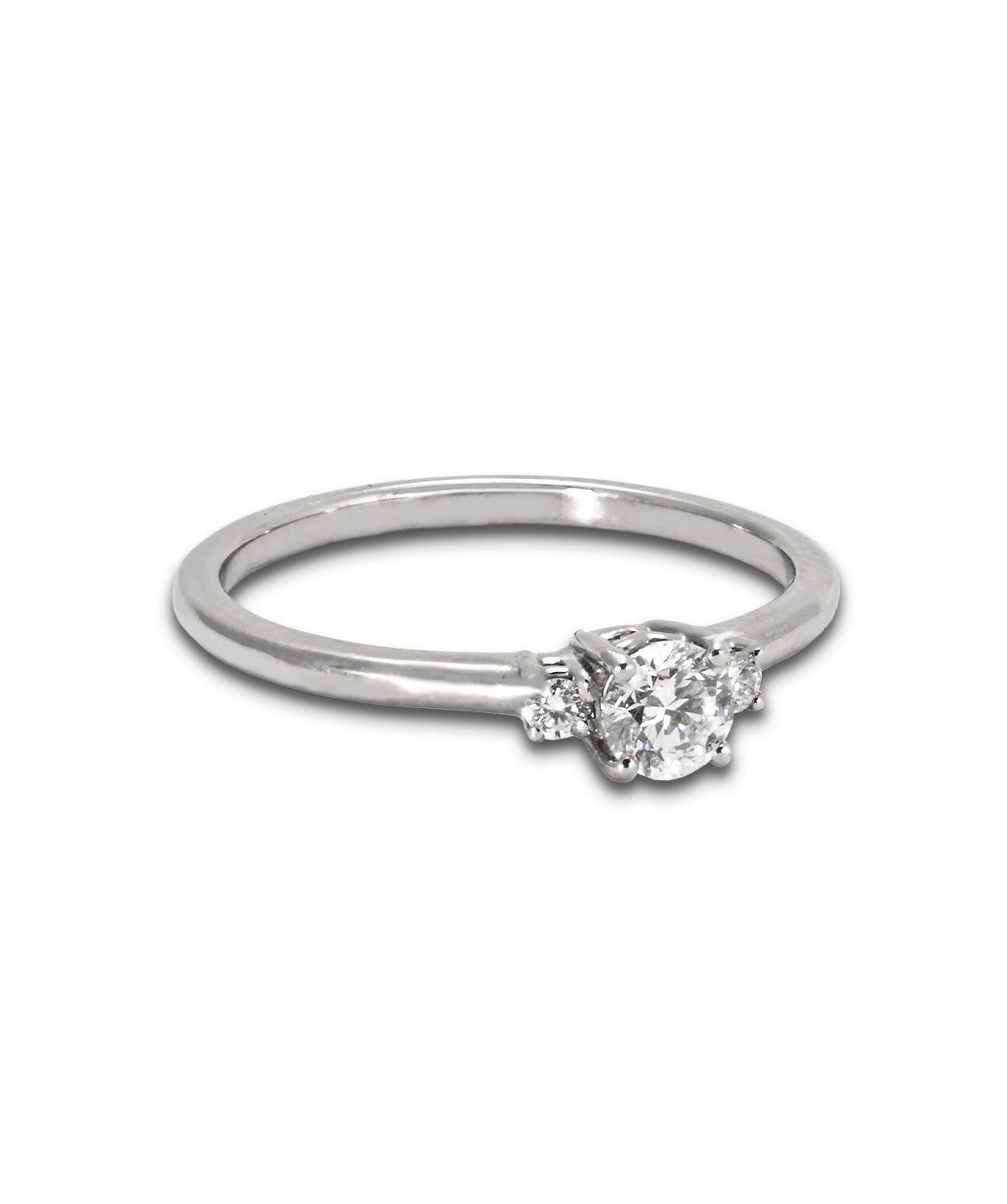 14K White Gold Three Stone 0.25ct Diamond Ring