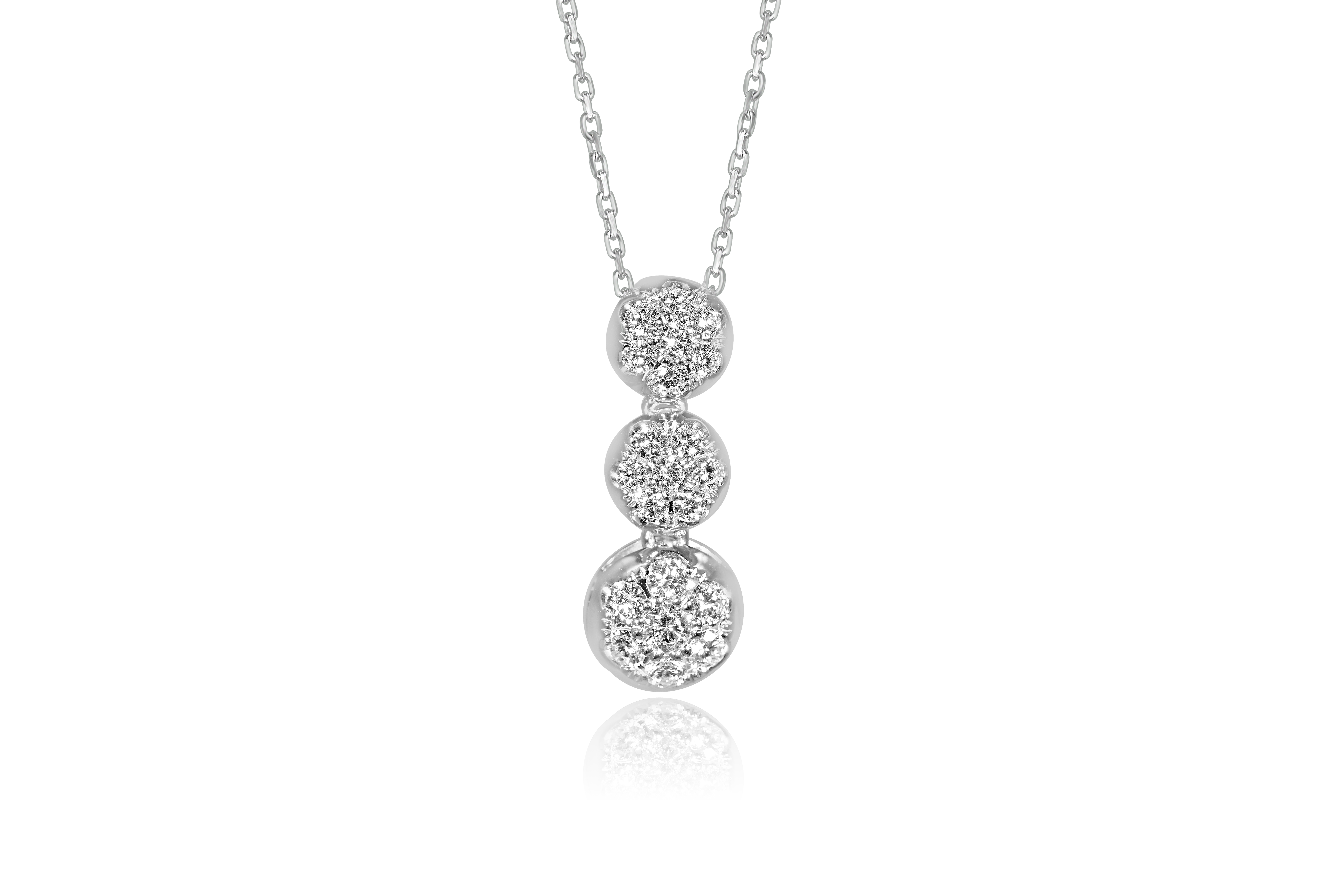 14K White Gold Journey Diamond Cluster Pendant