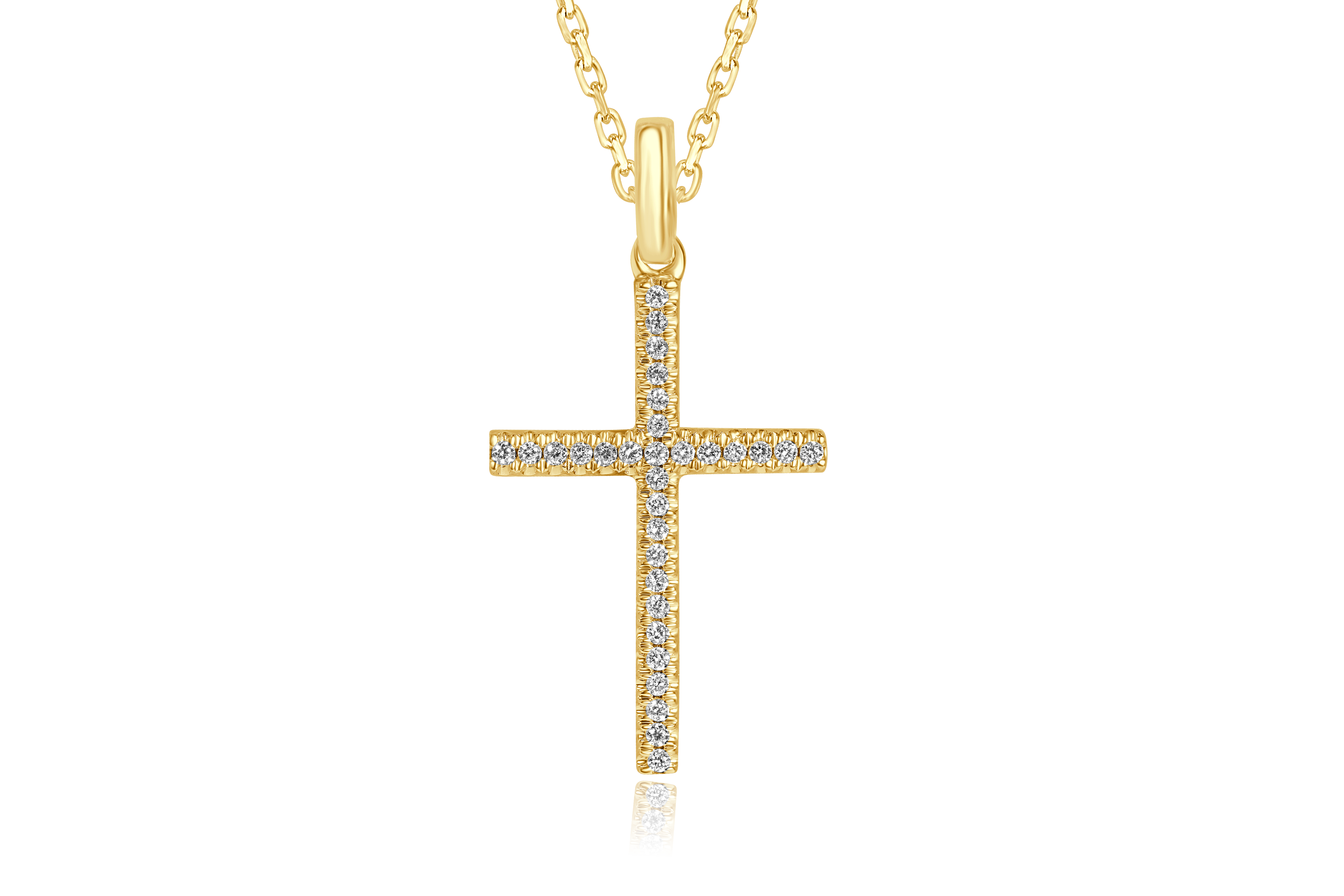 14K Yellow Gold Diamond Cross Pendant
