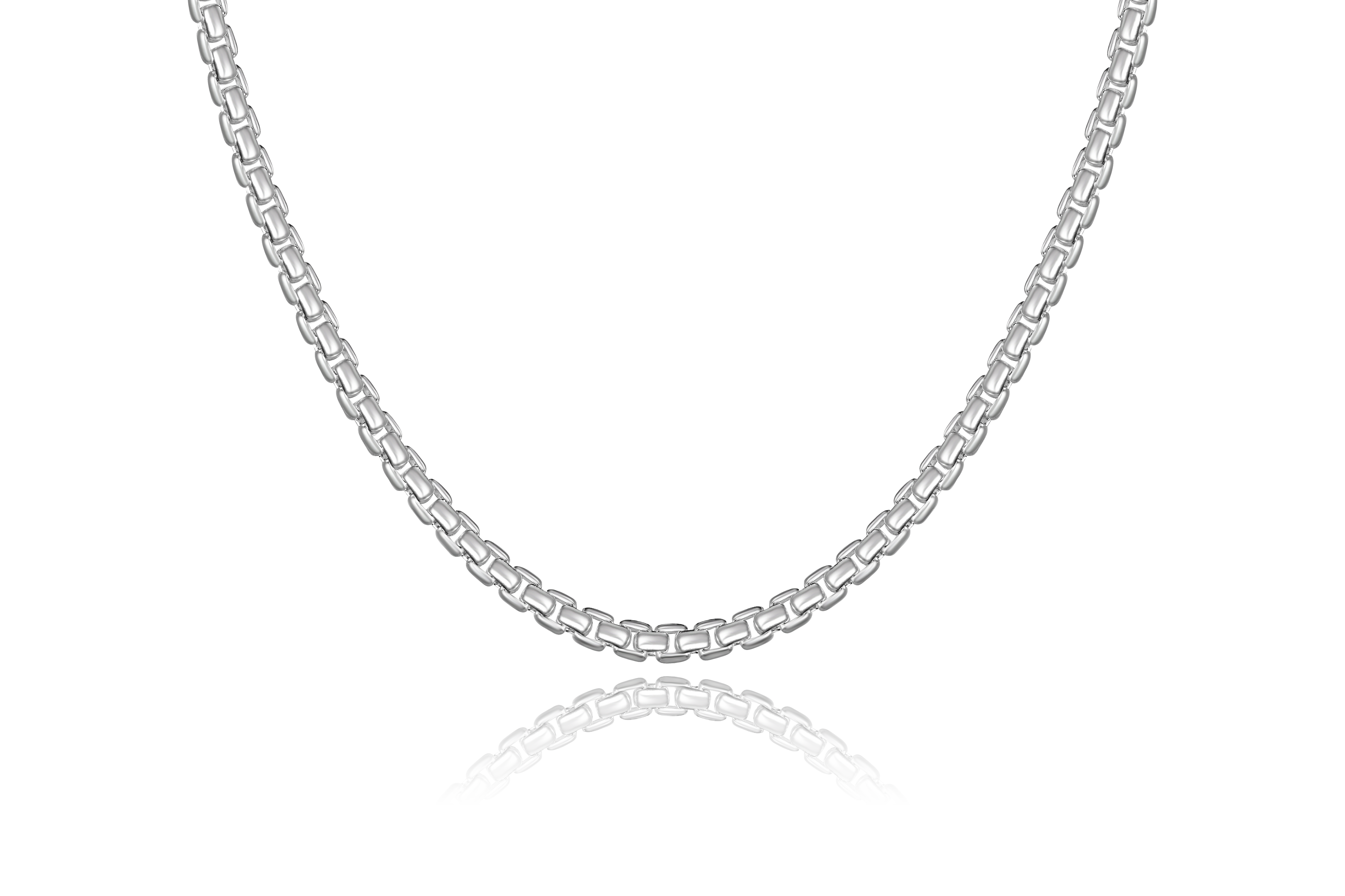 Sterling Silver Rhodium Plated 3mm Solid Round Box Chain
