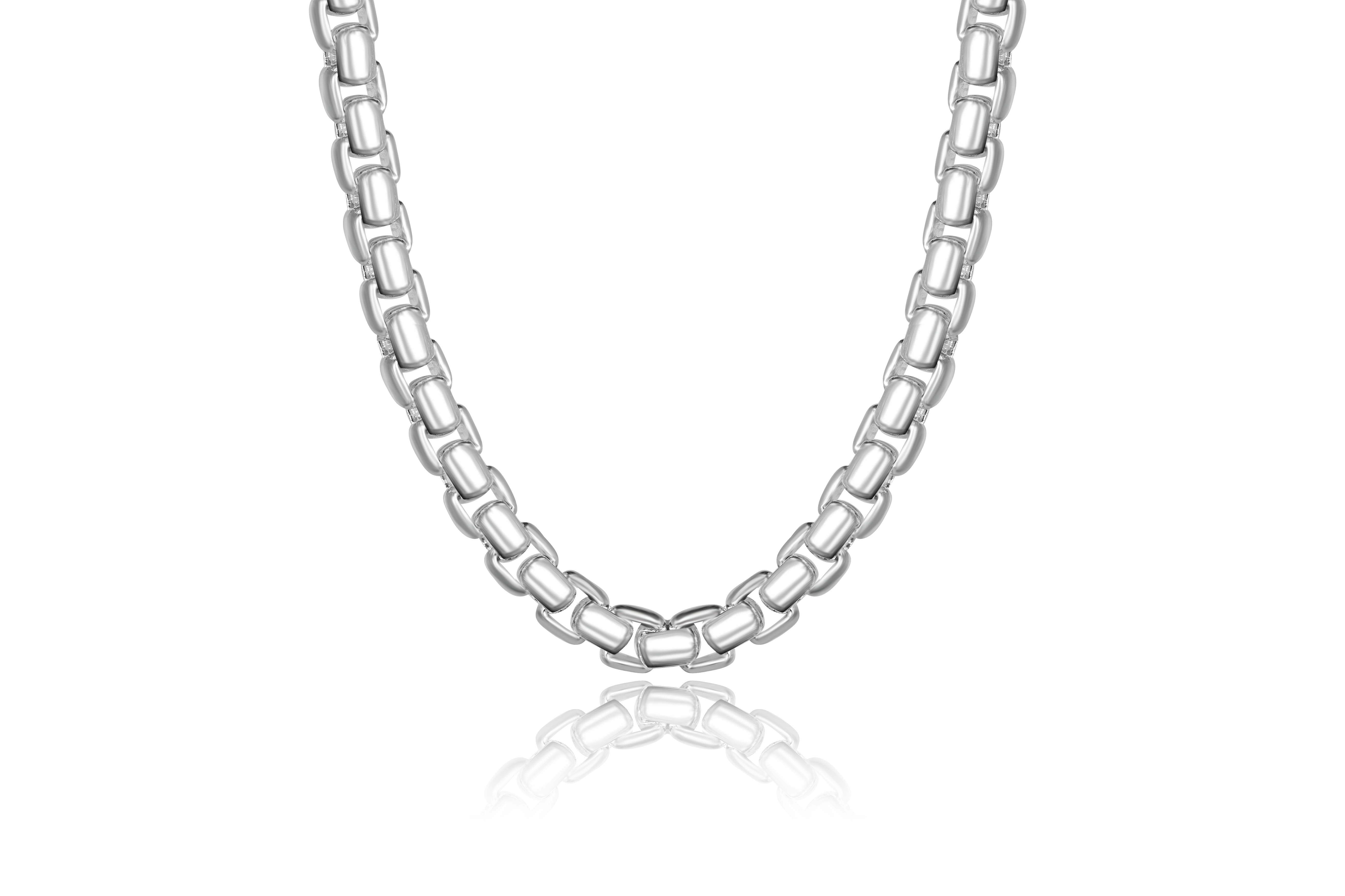 Sterling Silver Rhodium Plated 4.4mm Solid Round Box Chain