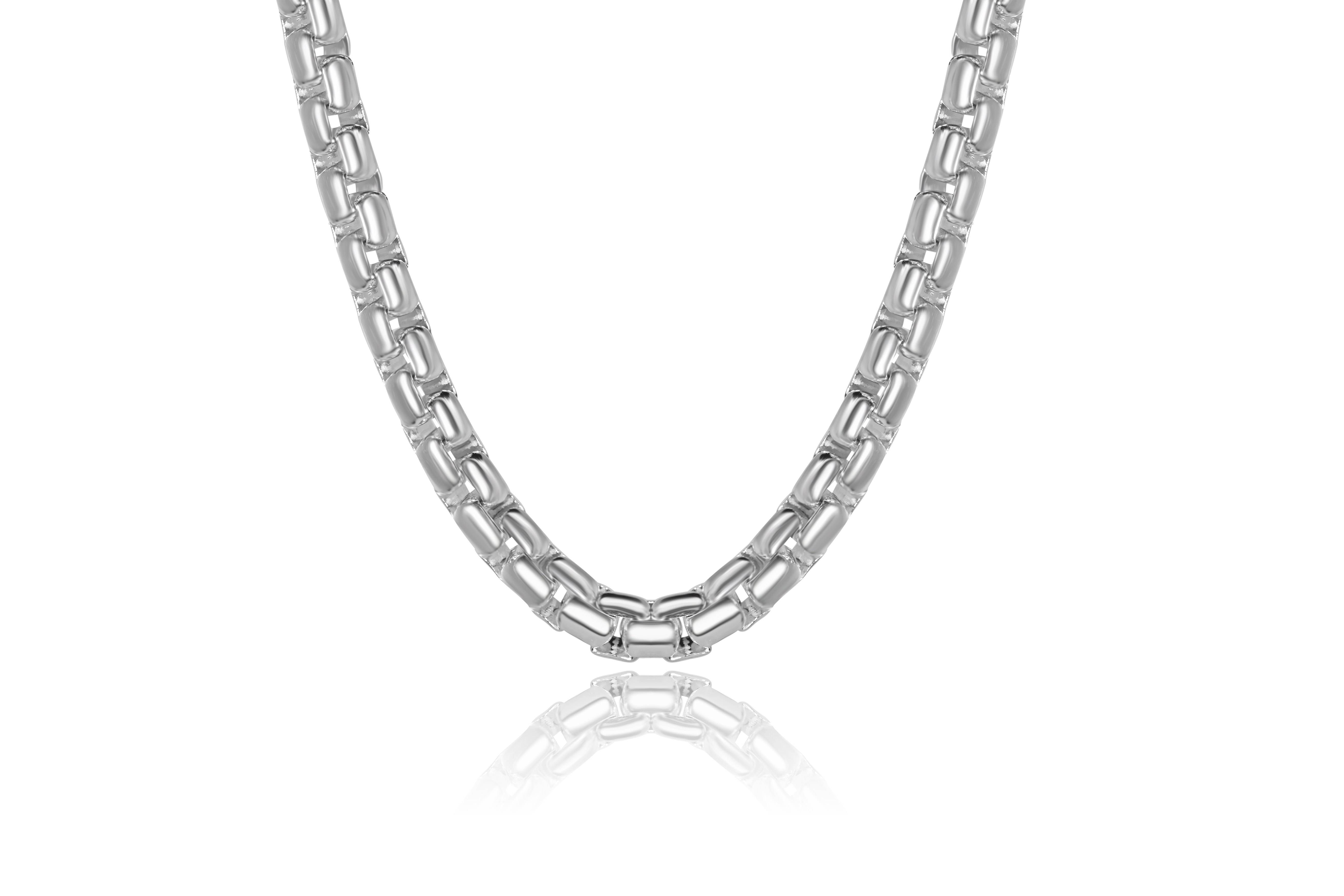 Sterling Silver Rhodium Plated 5mm Solid Round Box Chain