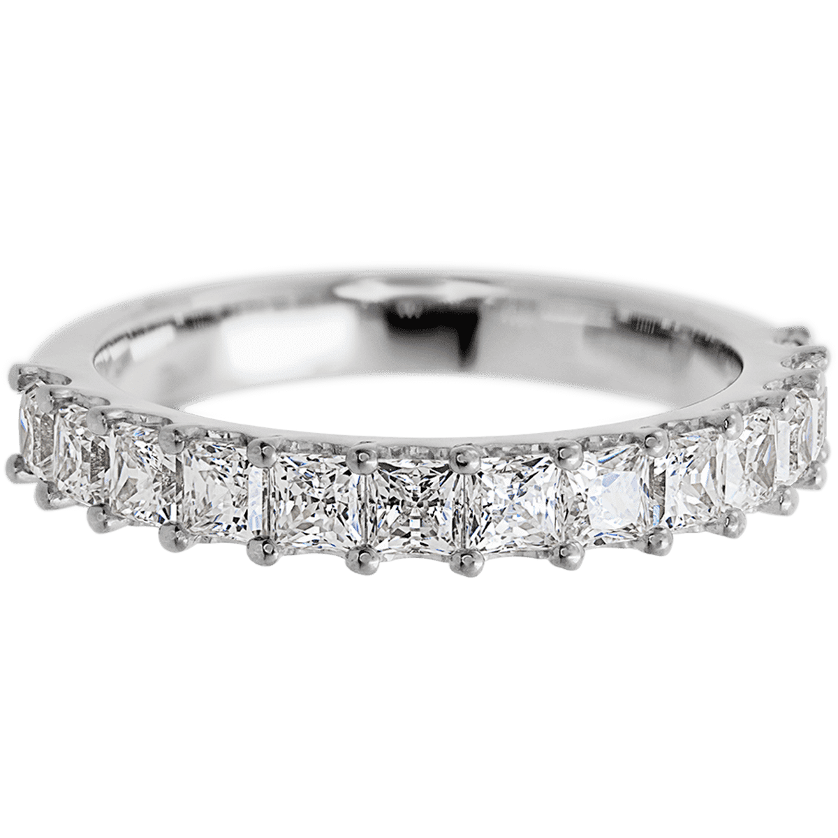 14K White Gold band with 13 Princess Lab Grown Diamond having TCW-1.3