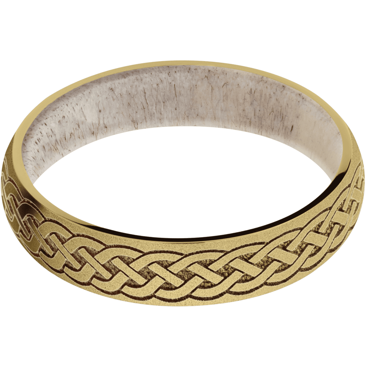 14K Yellow Gold + Sand Finish + Antler