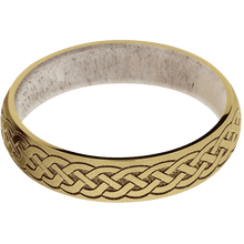 14K Yellow Gold + Sand Finish + Antler