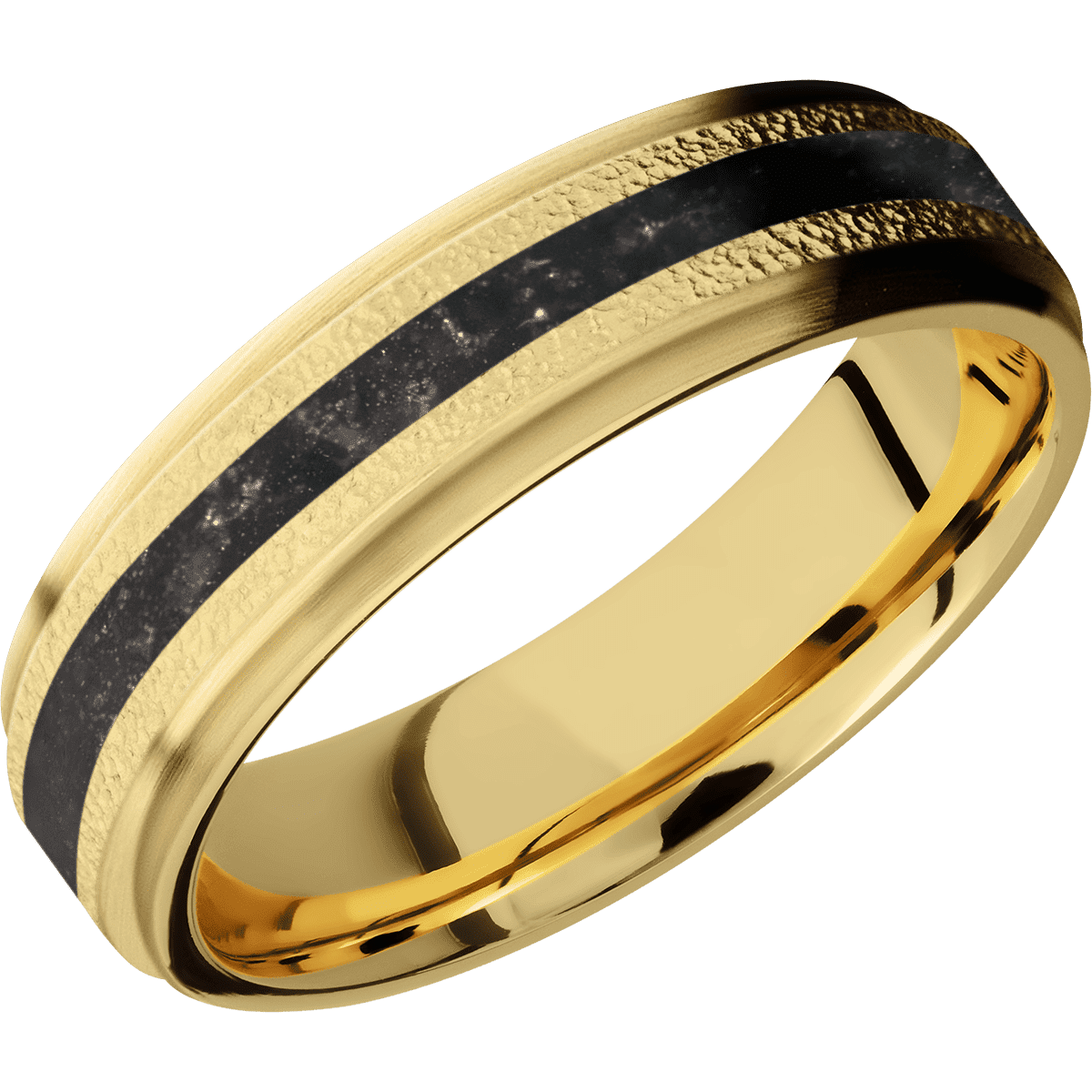 14K Yellow Gold + Stipple , Satin Finish