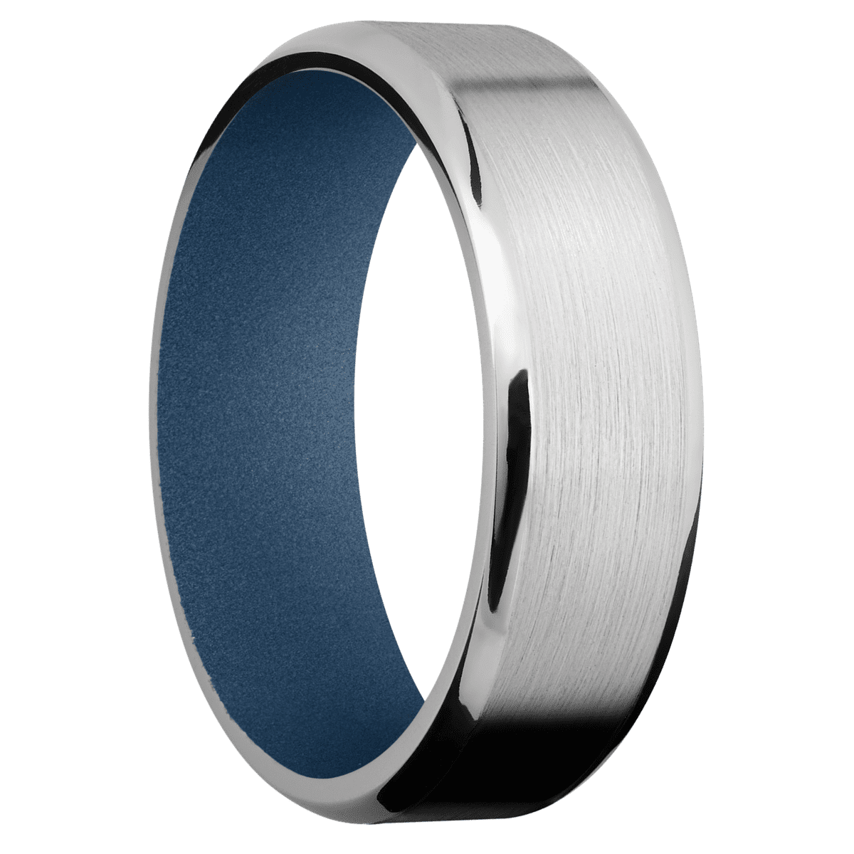 14K White Gold + Satin , Polish Finish + Polar Blue