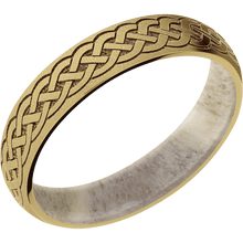 14K Yellow Gold + Sand Finish + Antler