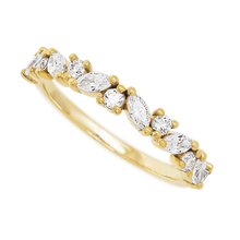 14K Yellow Gold band with 7 Round and 6 Marquise Lab Grown Diamond having TCW-.81
