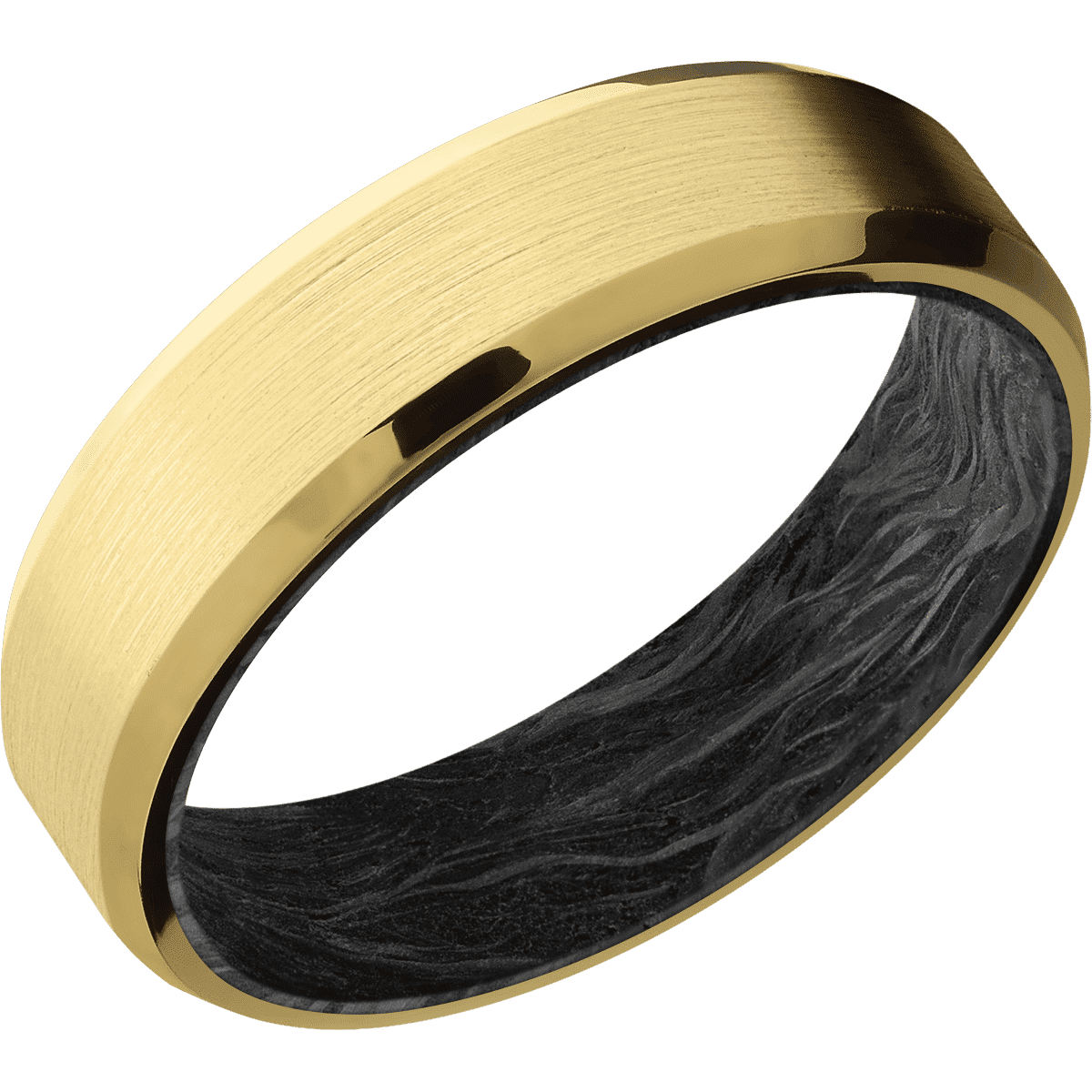 10K Yellow Gold + Satin , Polish Finish + Forged Carbon Fiber
