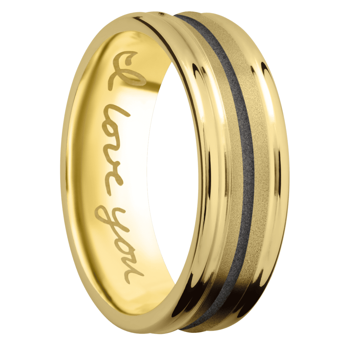 14K Yellow Gold + Sand , Polish Finish