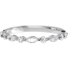 14K White Gold band with 4 Round and 5 Marquise Lab Grown Diamond having TCW-.62