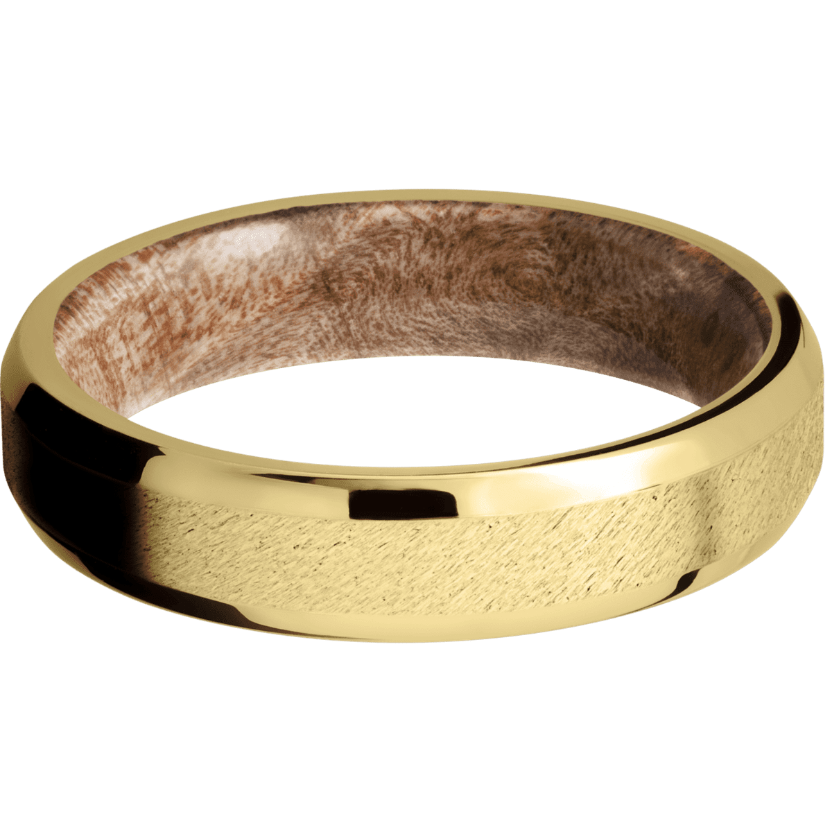 14K Yellow Gold + Anglestone , Polish Finish + Maple Burl