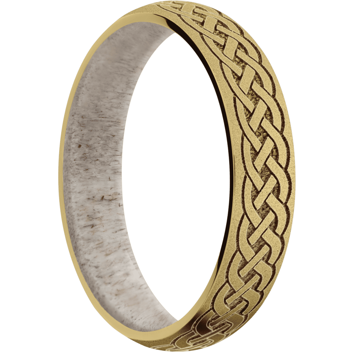 14K Yellow Gold + Sand Finish + Antler