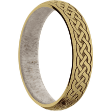 14K Yellow Gold + Sand Finish + Antler