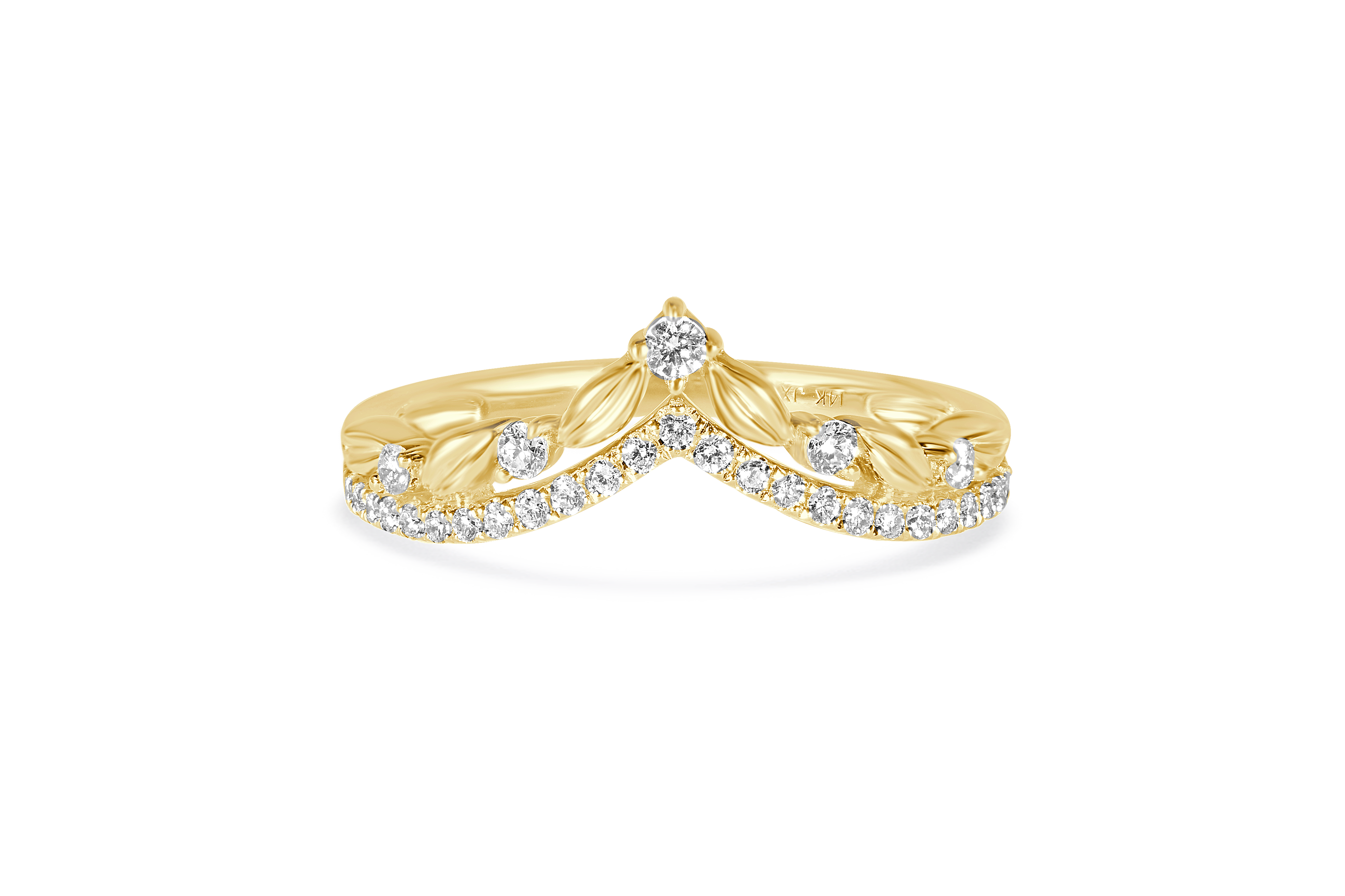 14K Yellow Gold Unique Contour Diamond Band