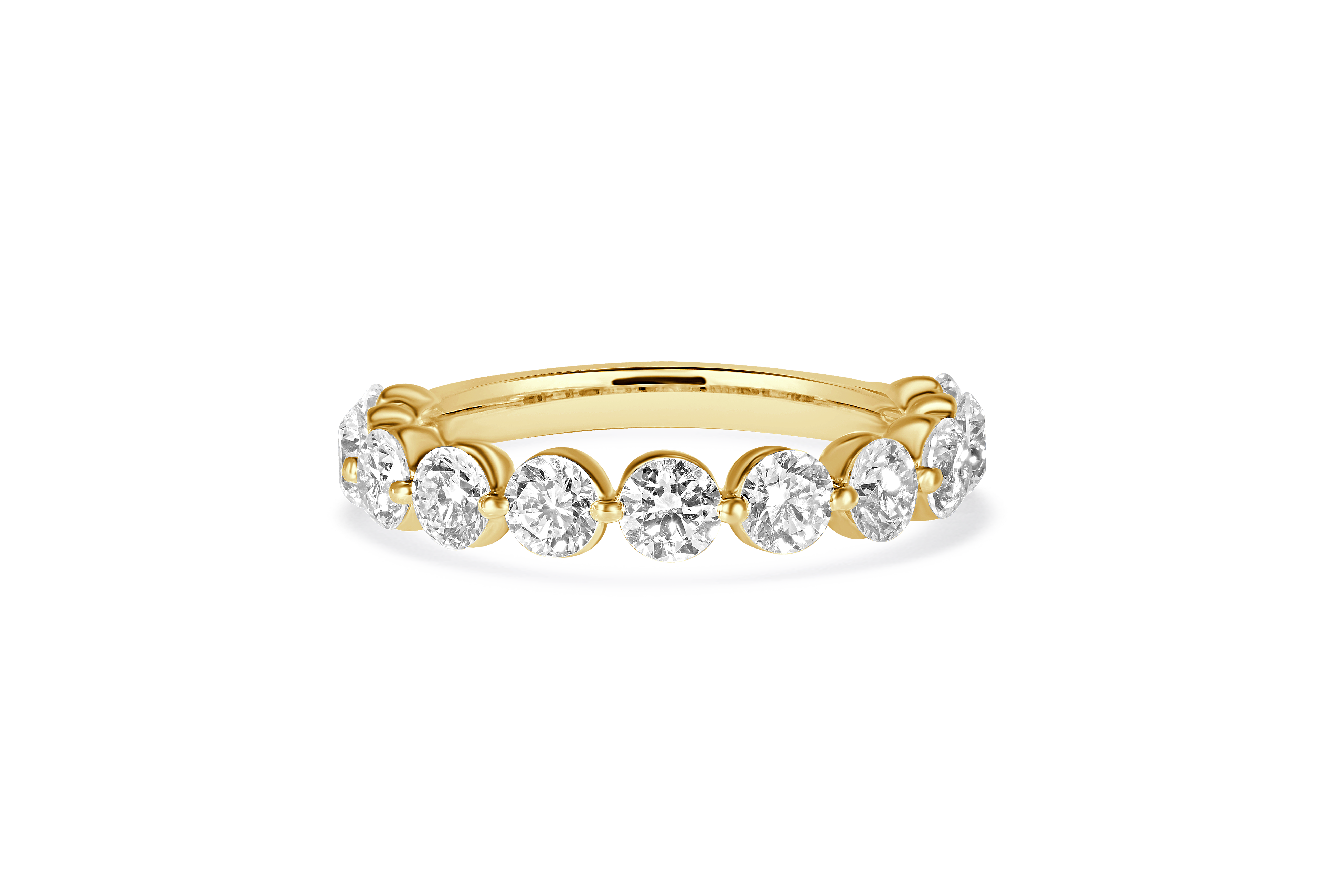 14K Yellow Gold Single Shared Prong  Diamond Wedding Band