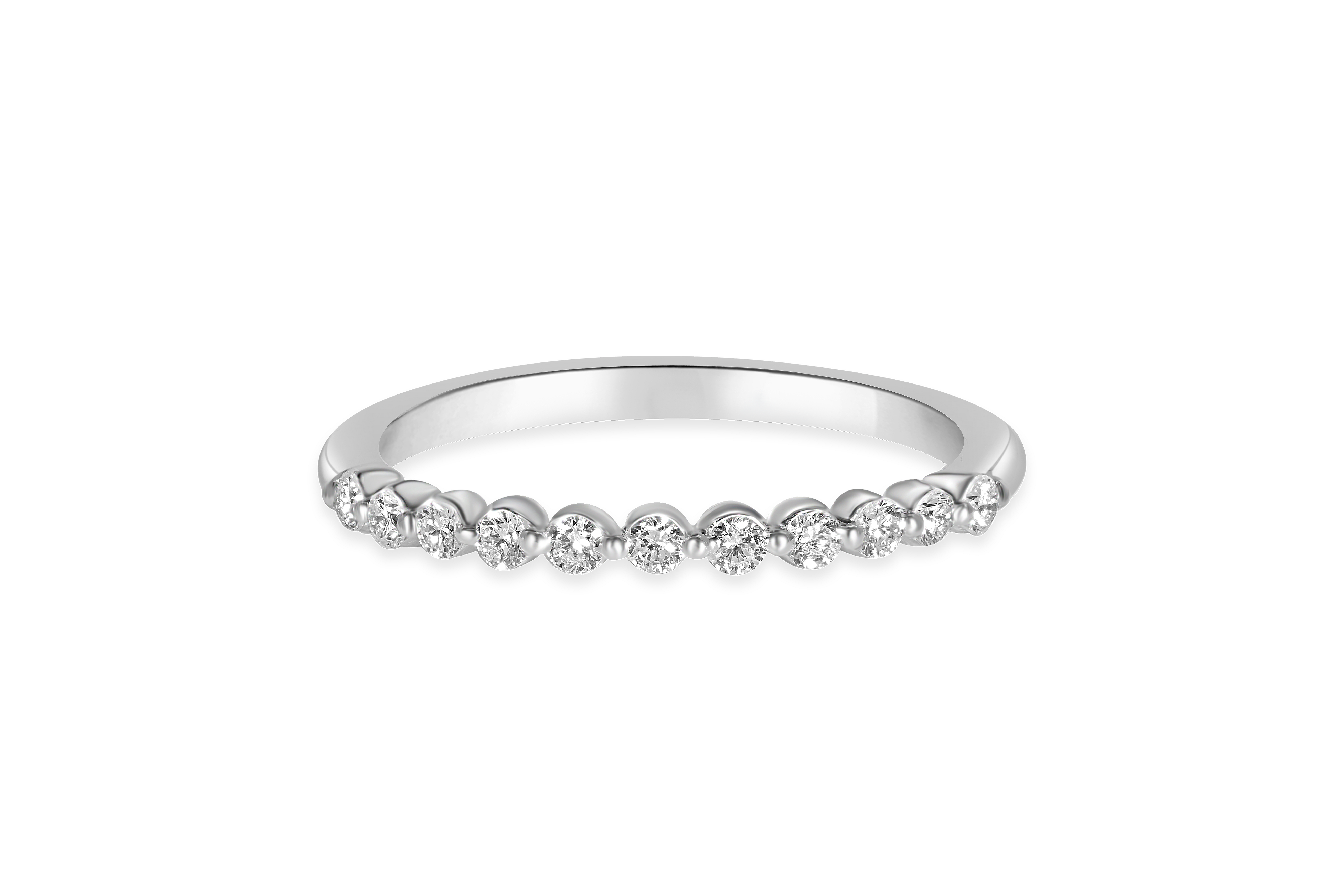 14K White Gold Single Split Prong Diamond Wedding Band