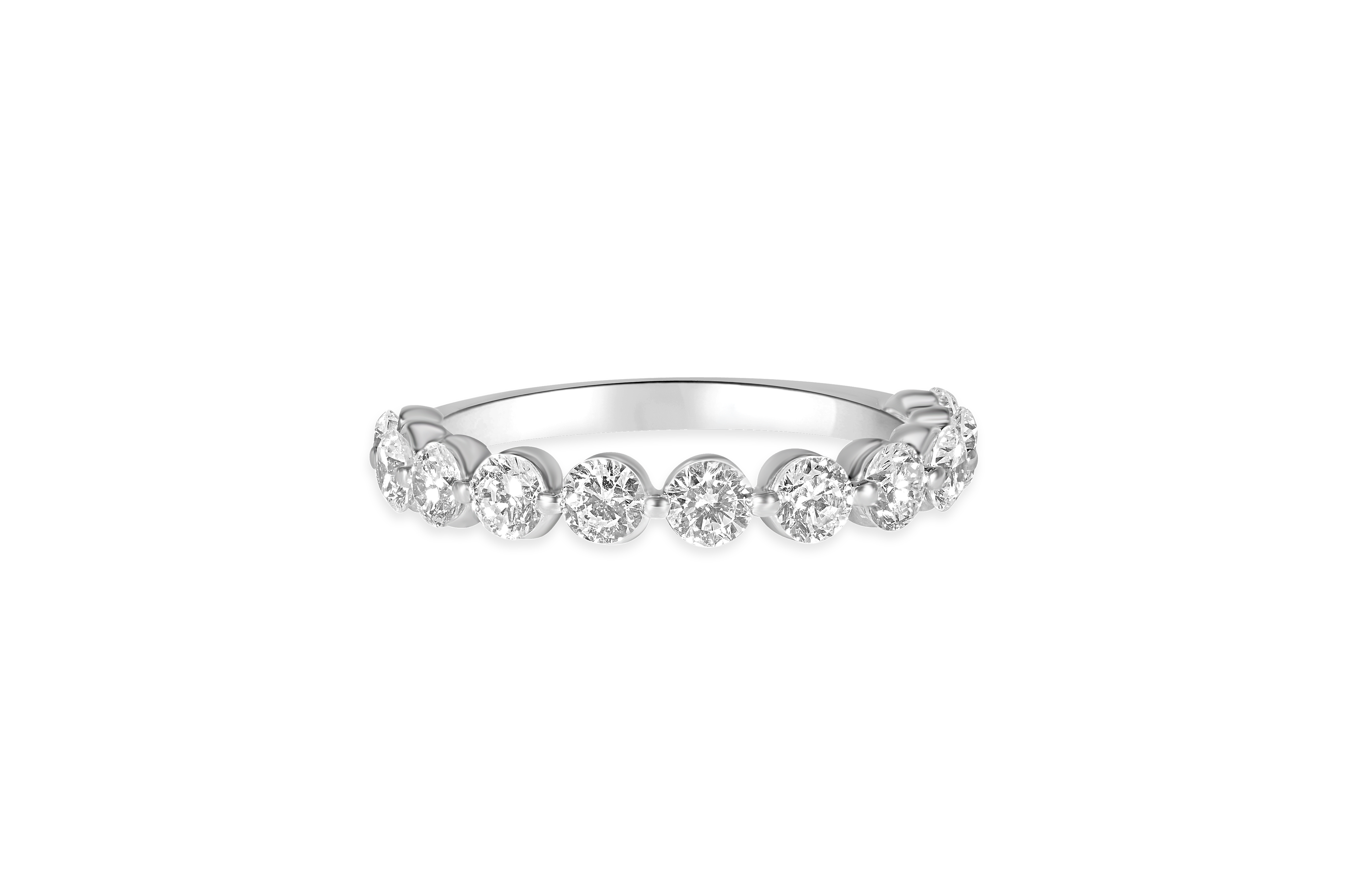 14K White Gold Single Split Prong Diamond Wedding Band