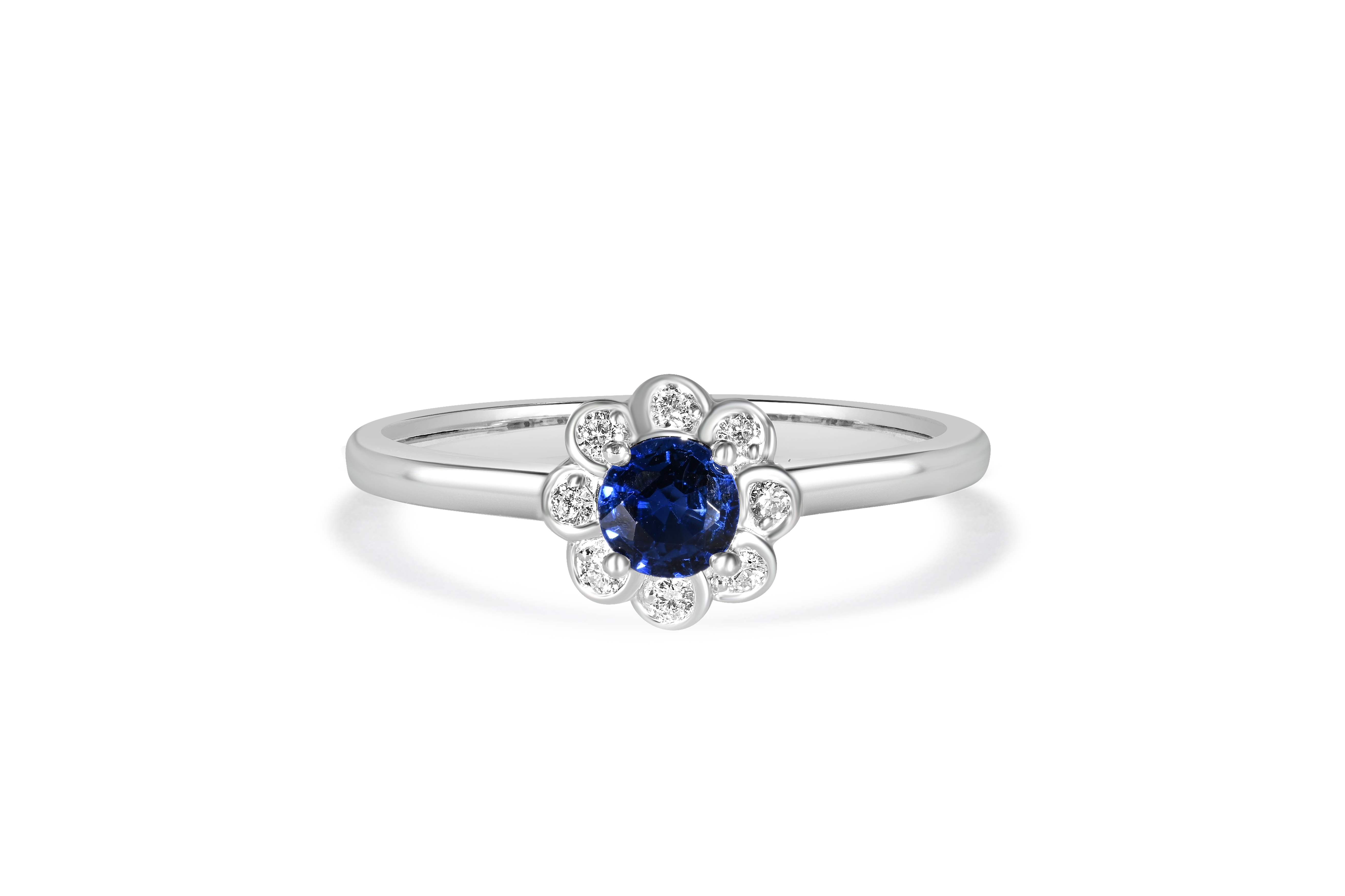 14K White Gold Sapphire and Diamond Ring