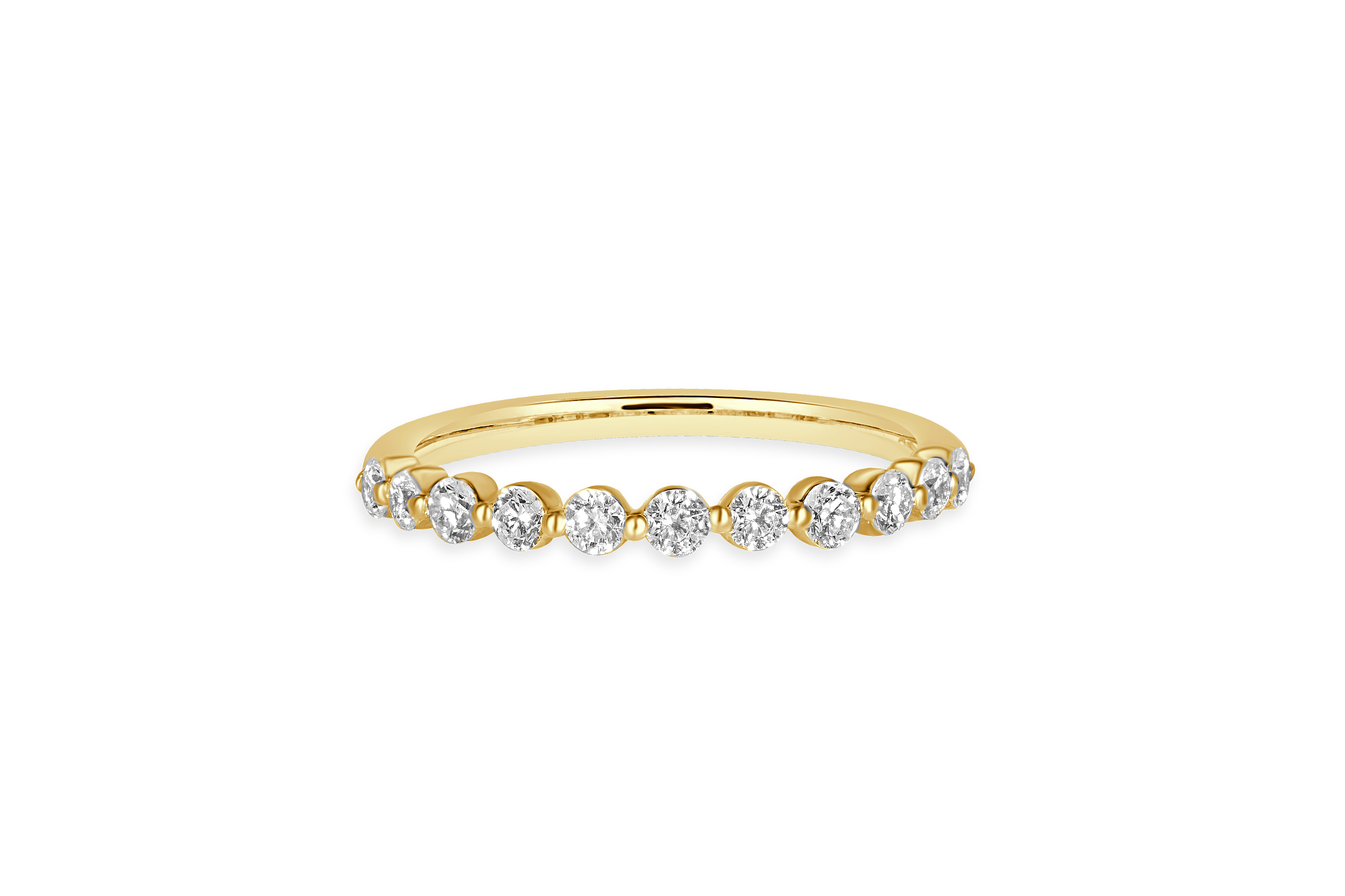14K Yellow Gold Single Split Prong Diamond Wedding Band