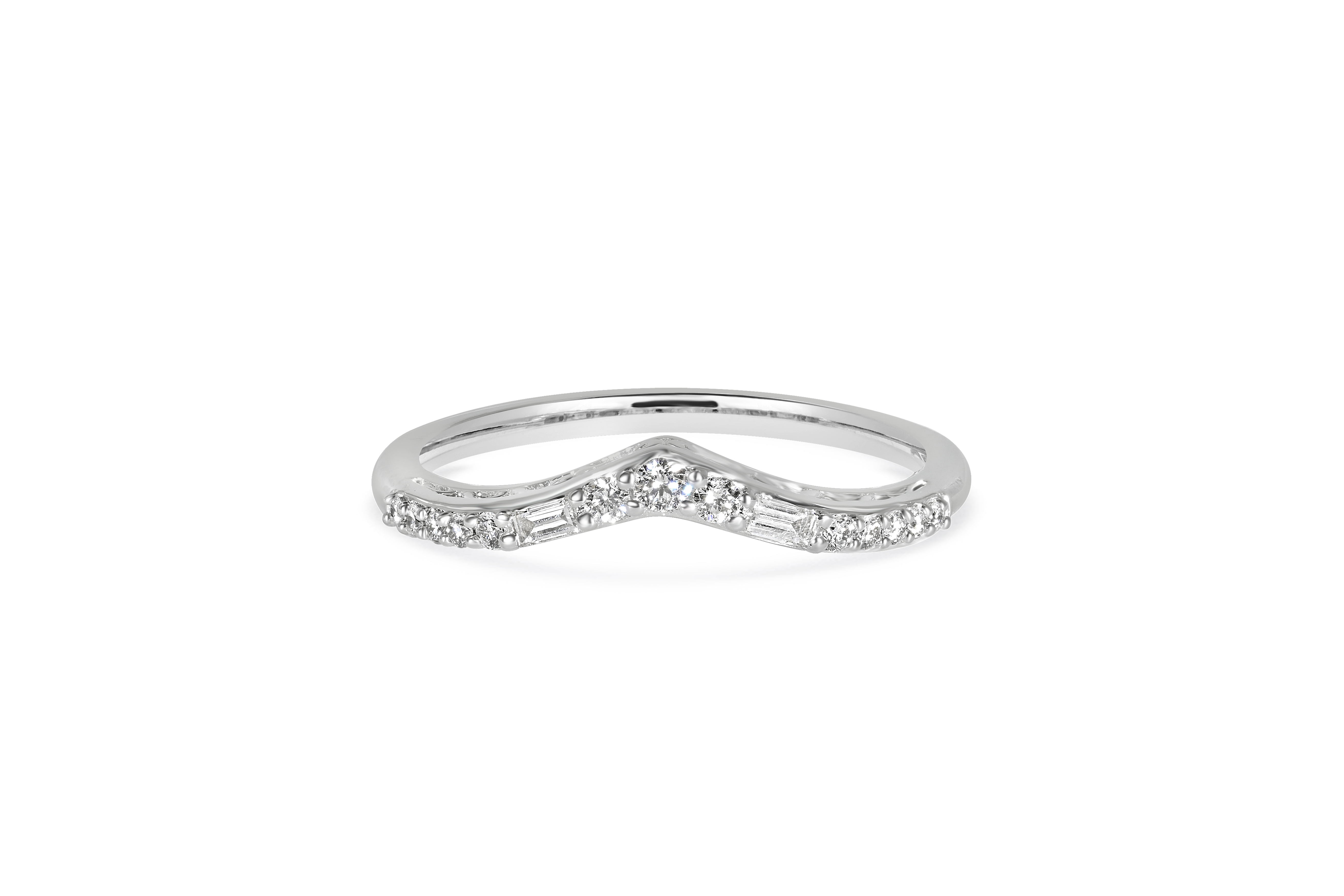 14K White Gold Contour Band