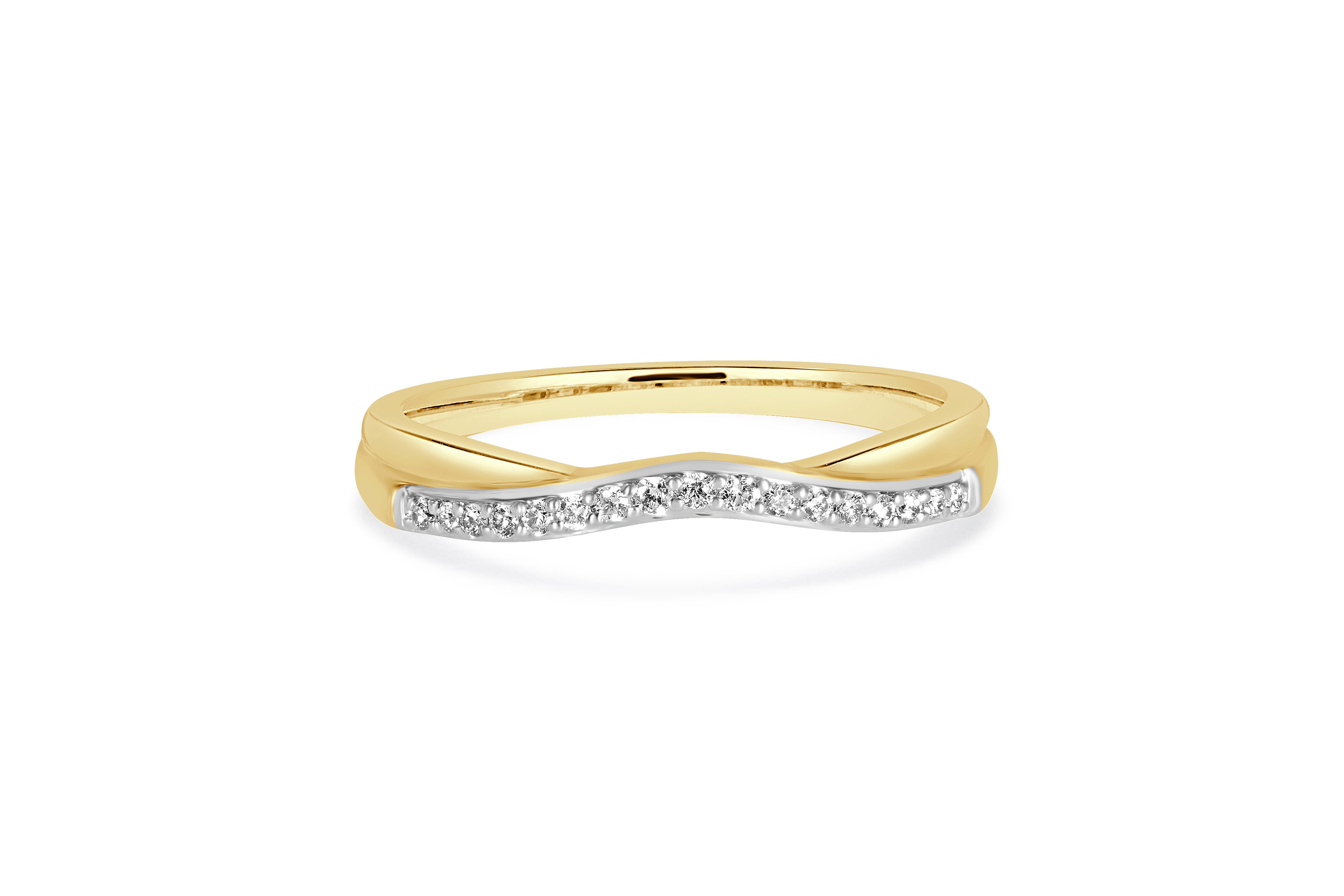 14K Yellow and White Gold Diamond Pave Overlapping Band