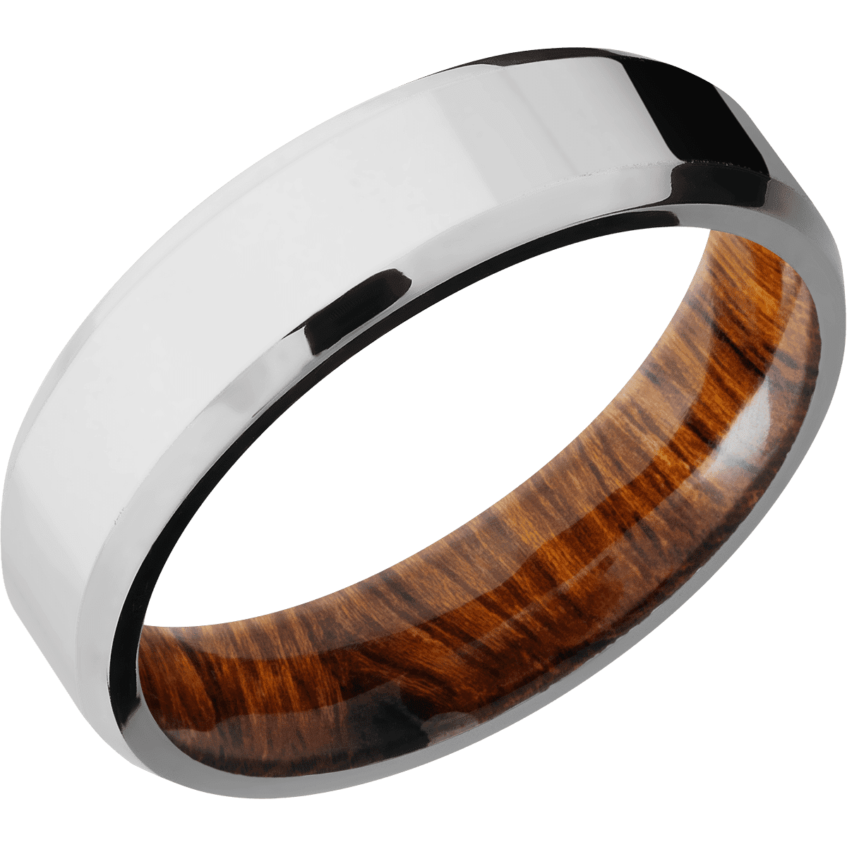 10K White Gold + Polish , Polish Finish + Desert Iron Wood