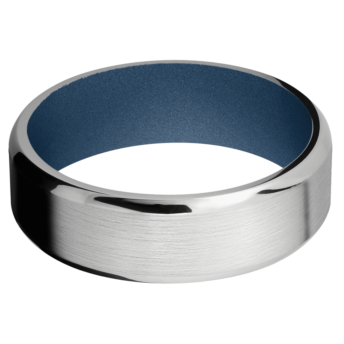 14K White Gold + Satin , Polish Finish + Polar Blue