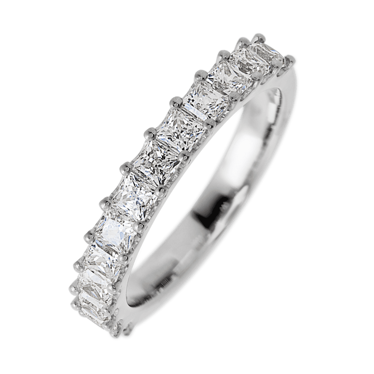 14K White Gold band with 13 Princess Lab Grown Diamond having TCW-1.3