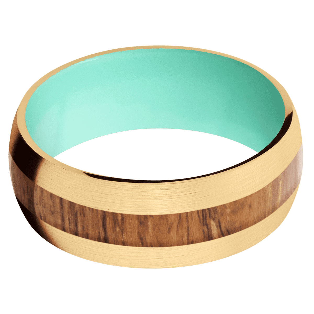 10K Yellow Gold + Satin Finish + Robins Egg Blue