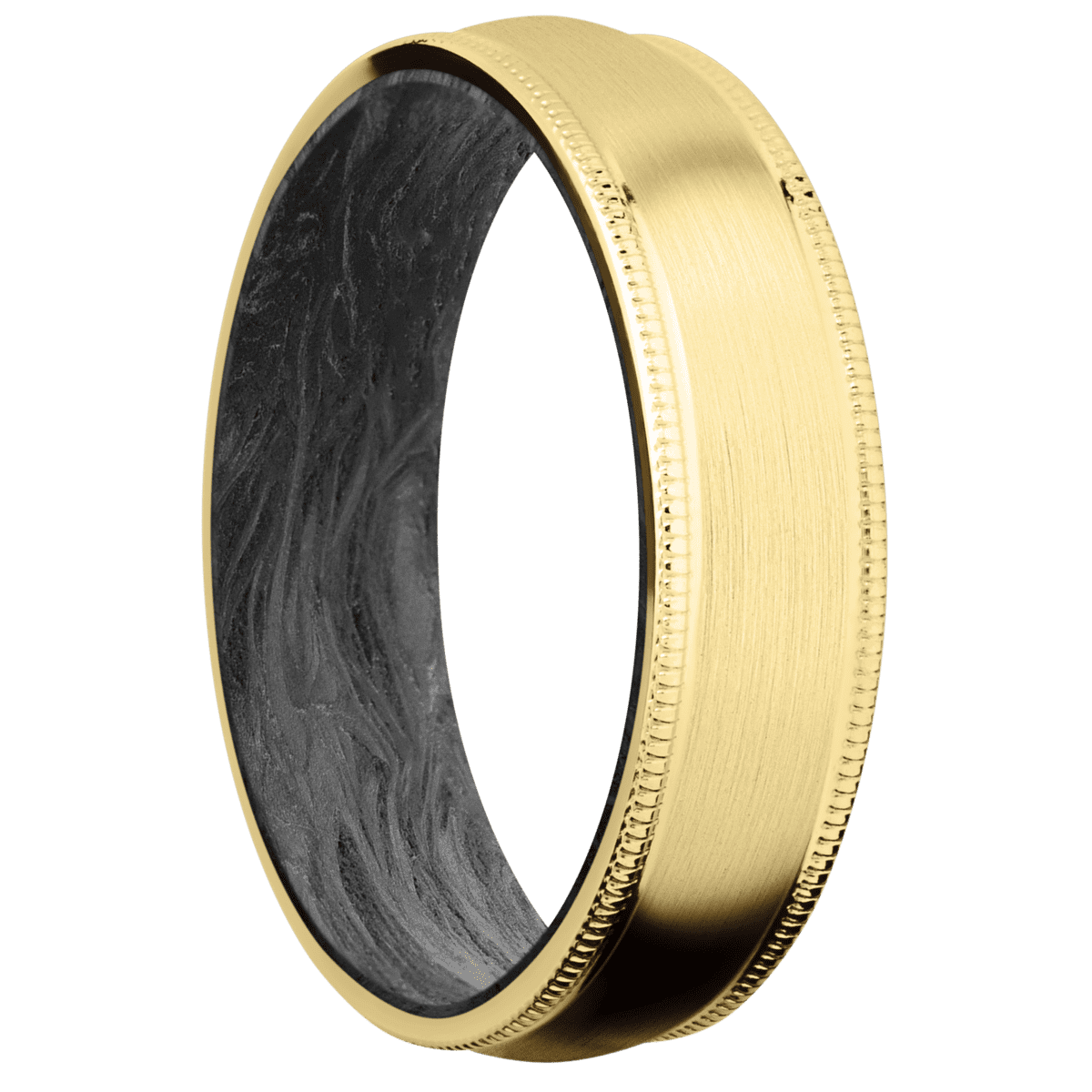 10K Yellow Gold + Satin Finish + Forged Carbon Fiber