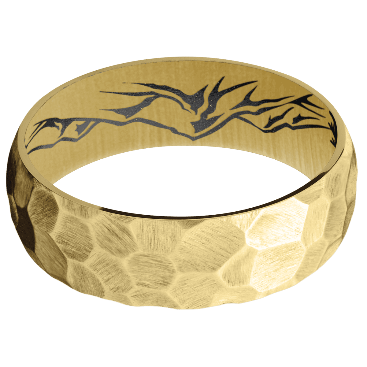 10K Yellow Gold + Rock Finish + Dark Grey