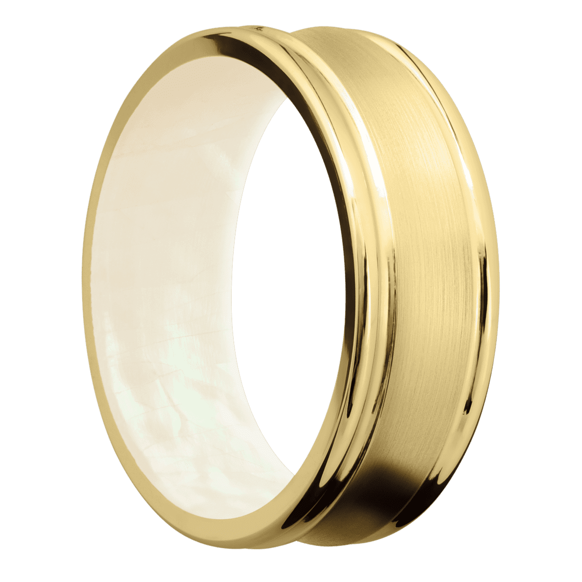 10K Yellow Gold + Satin , Polish Finish + Freshwater Mother of Pearl