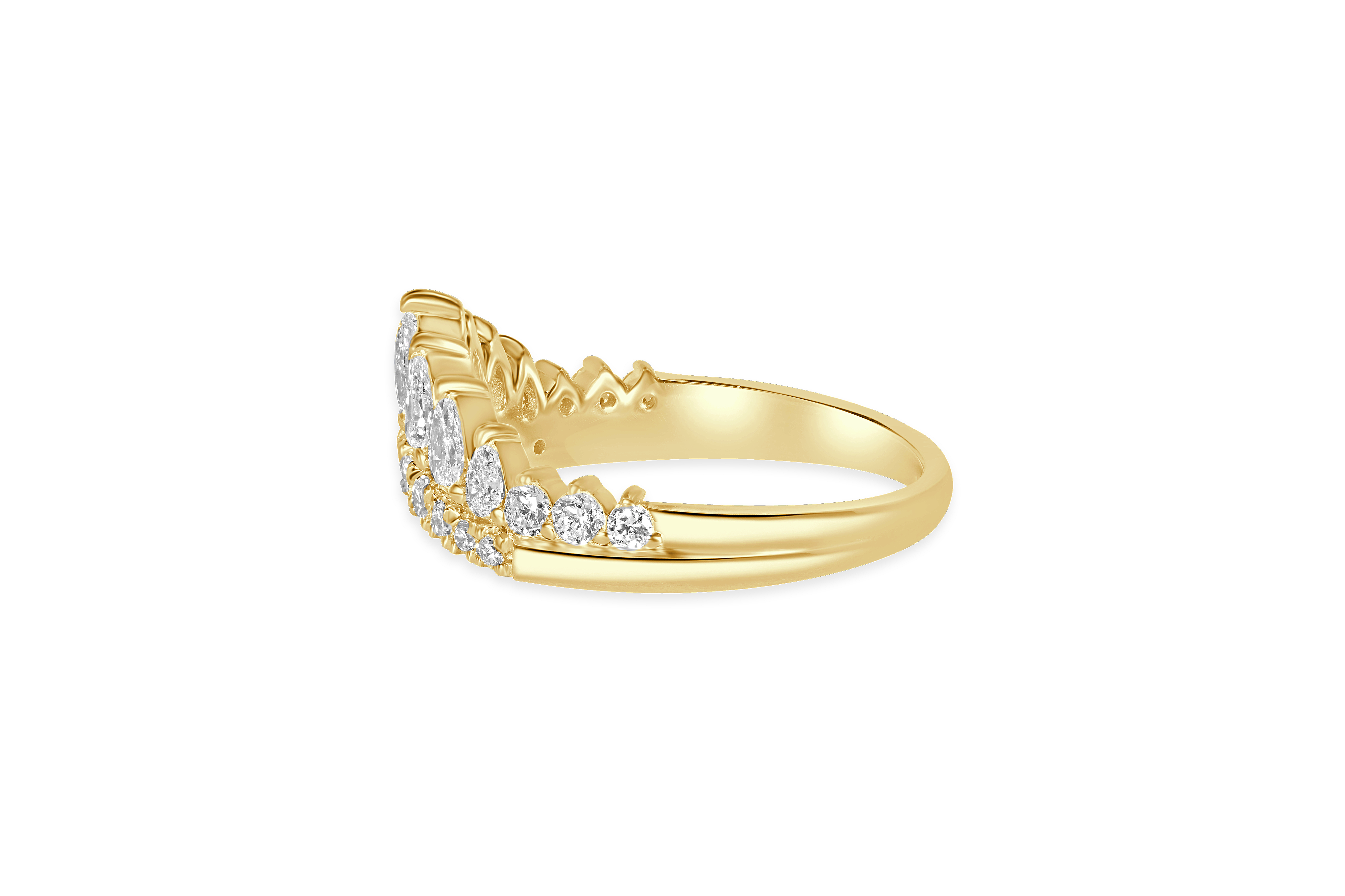 14K Yellow Gold Lab Grown Diamond Accented Double Row Contour Wedding Band