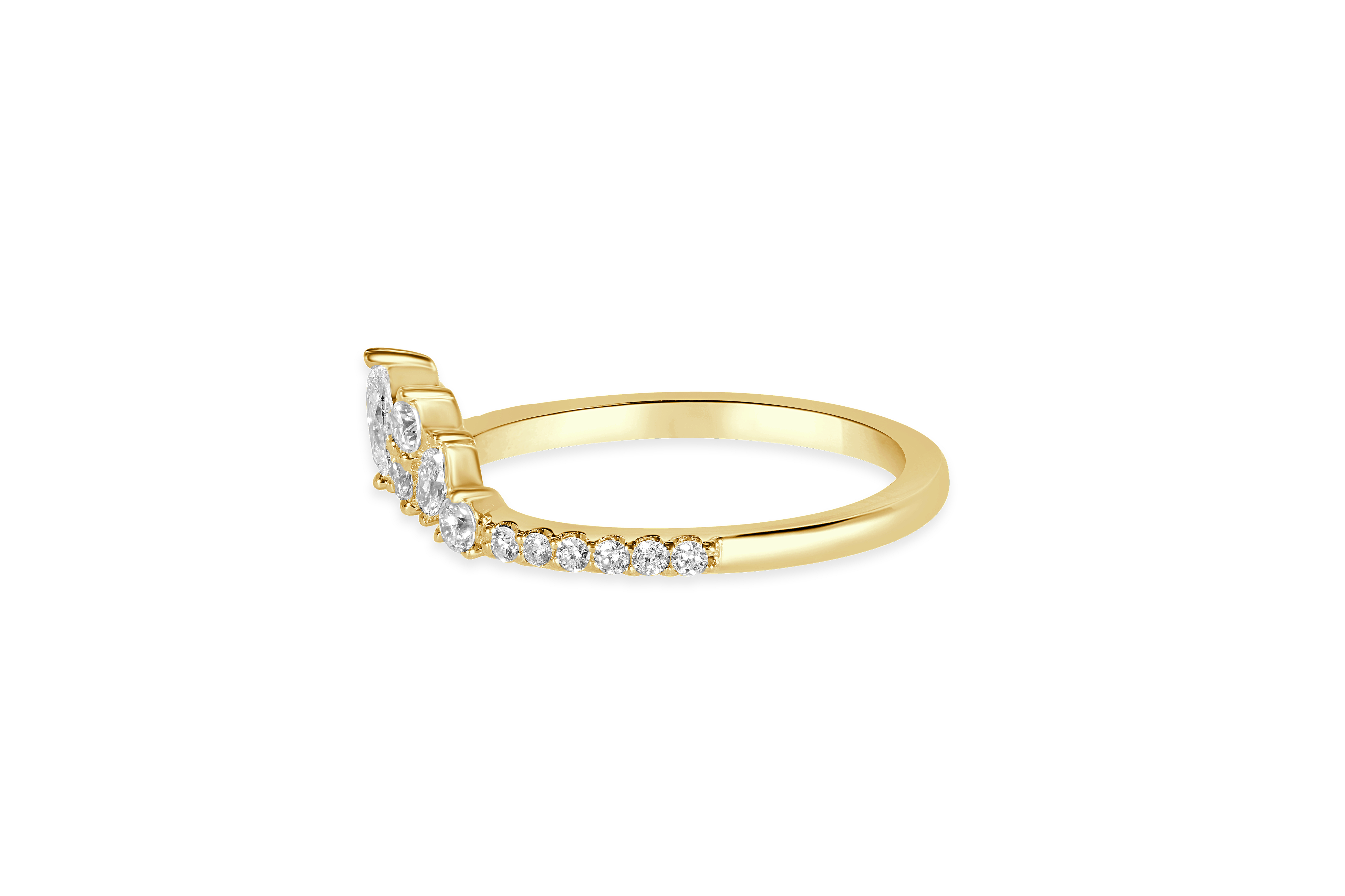 14K Yellow Gold Natural Diamond Accented Contour Wedding Band