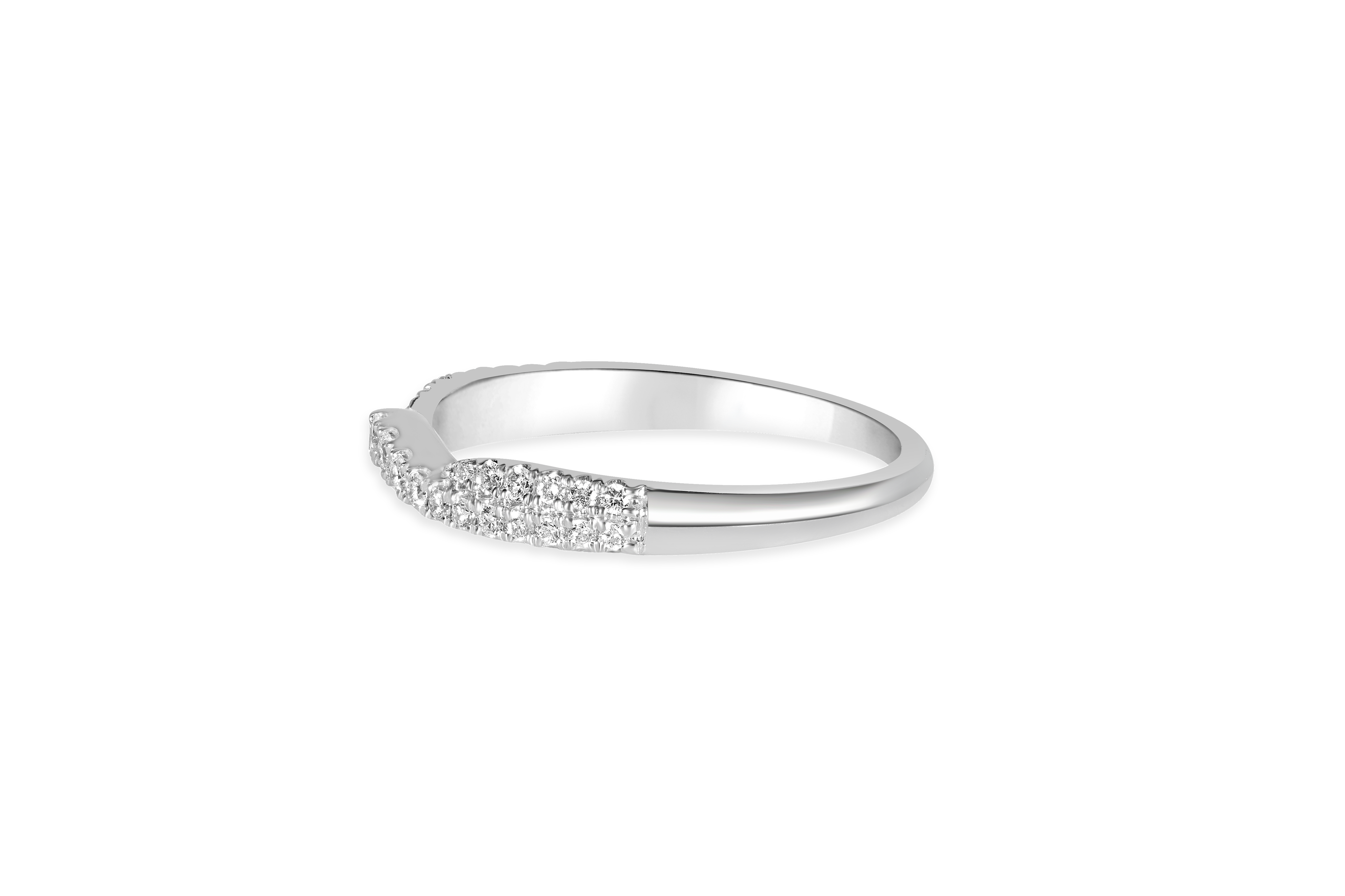 14K White Gold Curved Pave Diamond Band