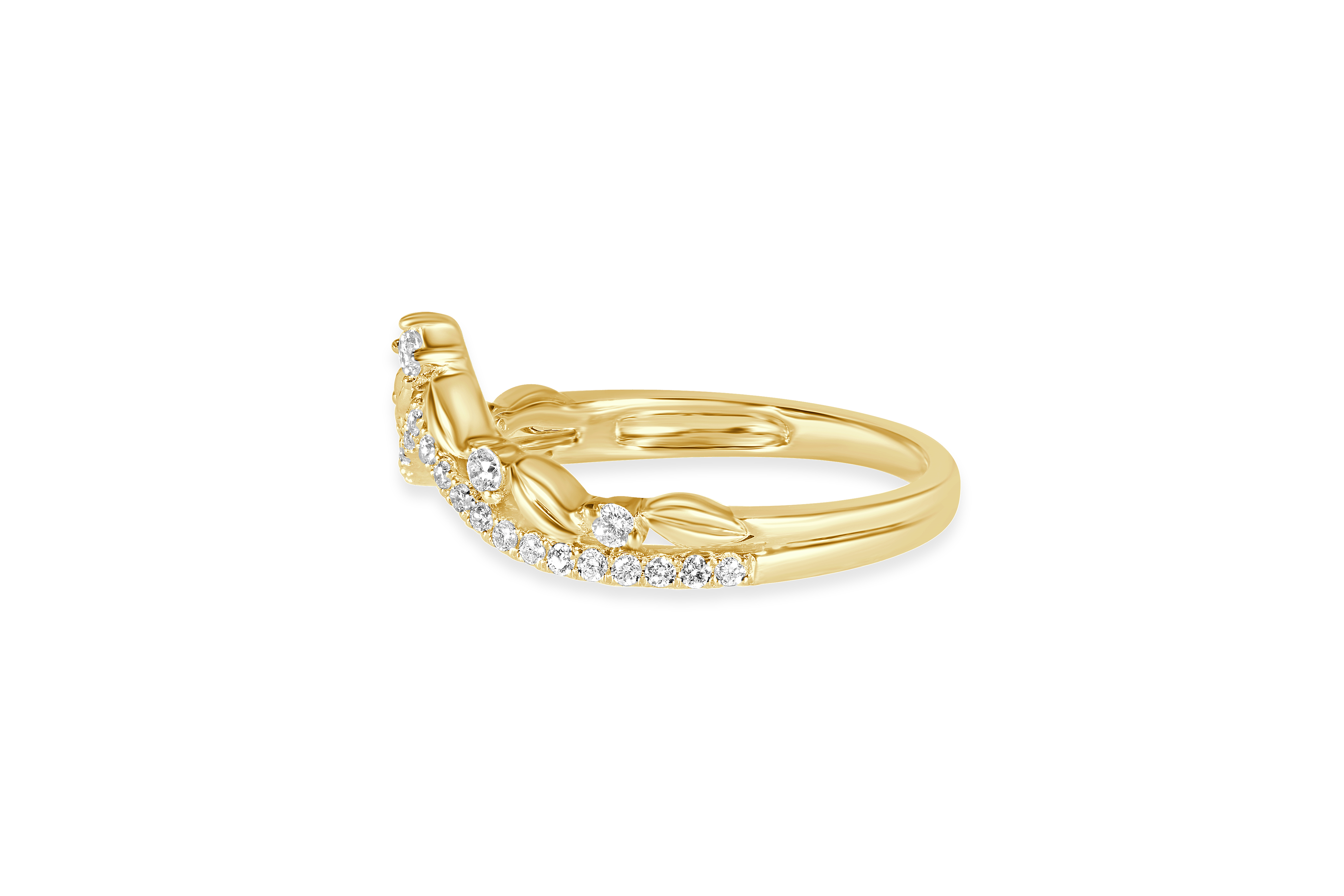 14K Yellow Gold Unique Contour Diamond Band