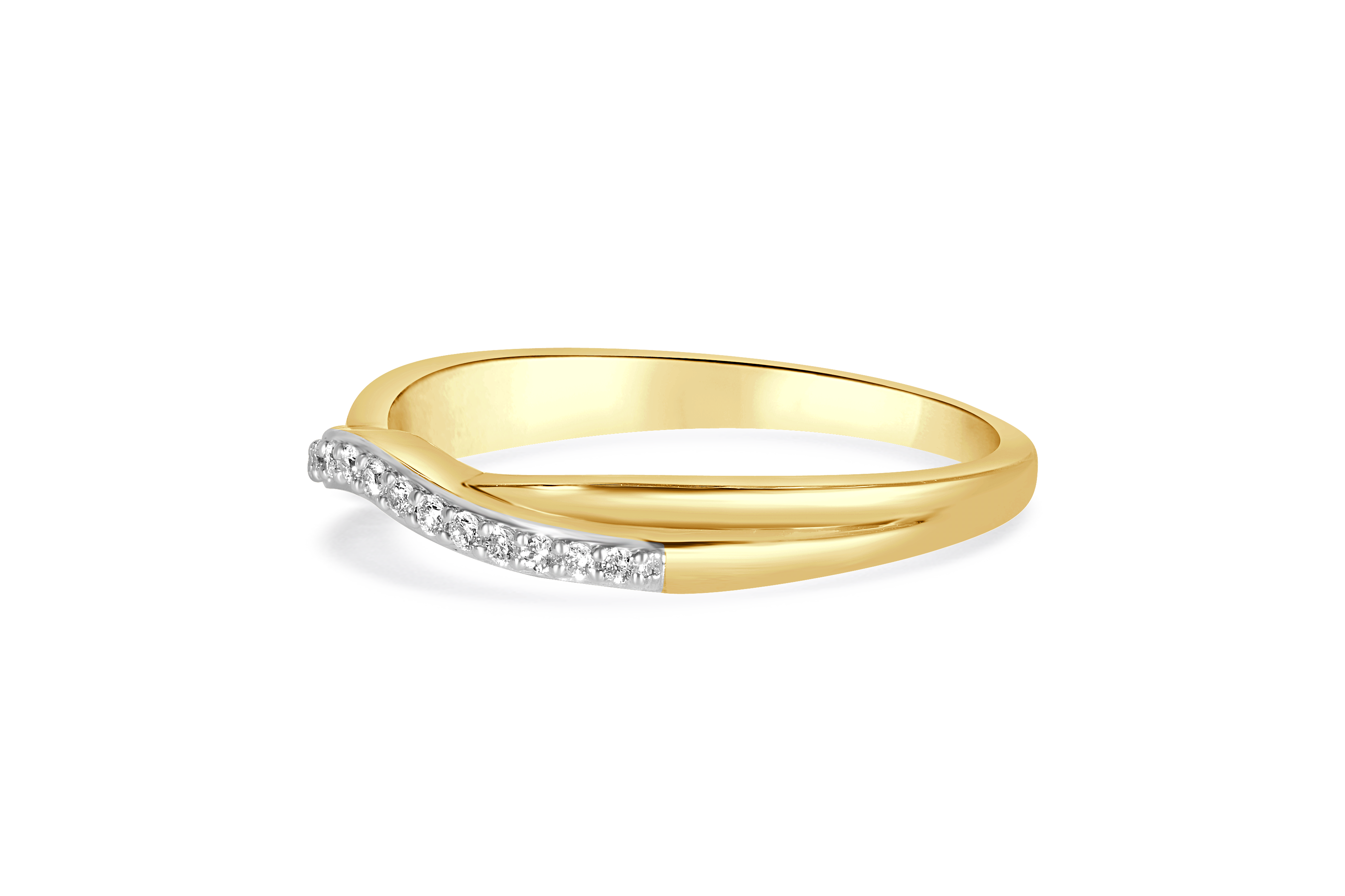 14K Yellow and White Gold Diamond Pave Overlapping Band